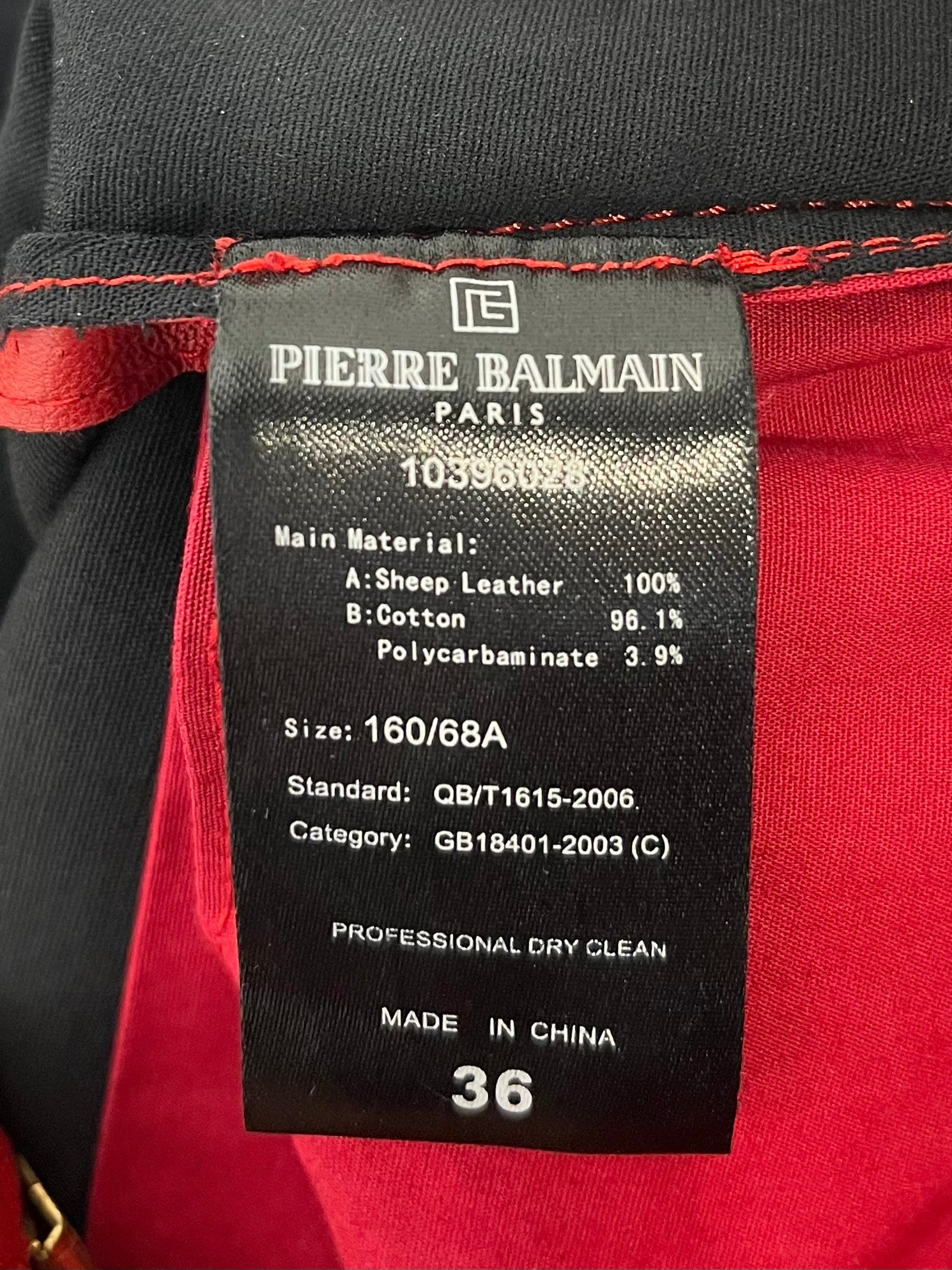 PIERRE BALMAIN/Skinny Pants/36/Leather/RED/RED LEATHER MOTO JEANS view 4