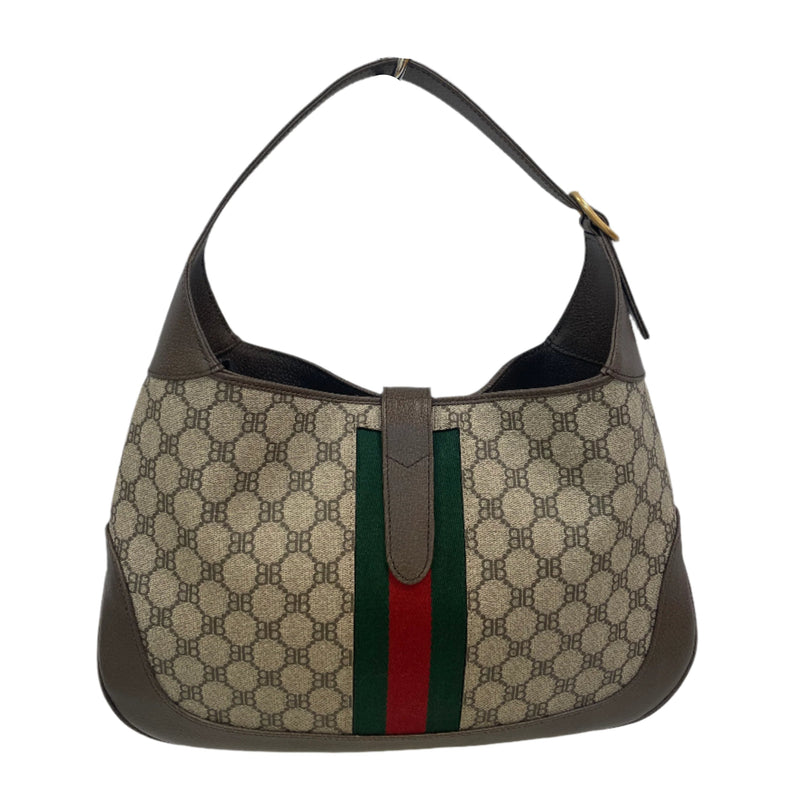 GUCCI/BALENCIAGA/Hand Bag/FREE/Monogram/Leather/CRM/JACKIE HOBO LARGE