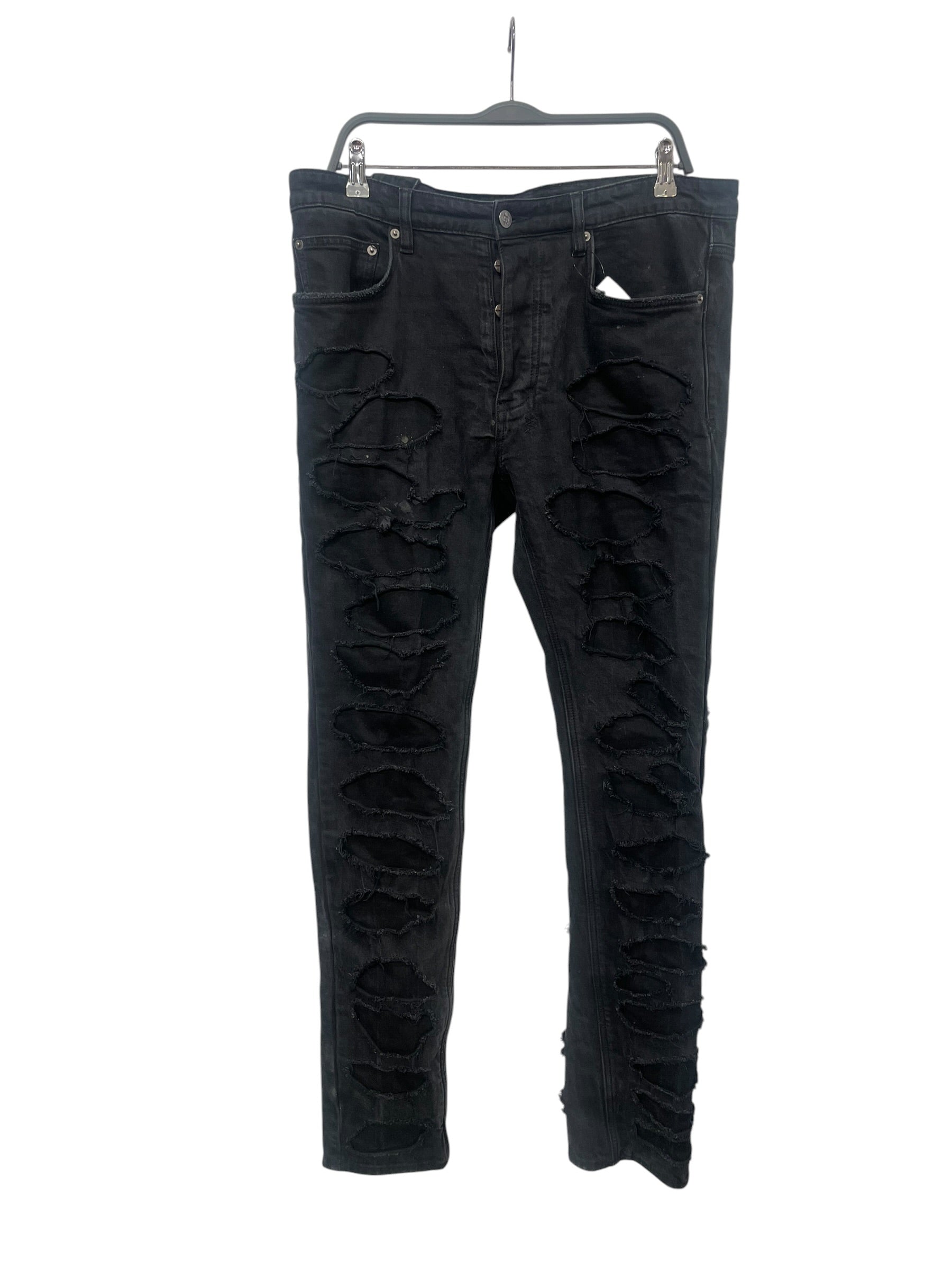 ksubi/Skinny Pants/34/Denim/BLK/ trippi red multi rip distress view 1