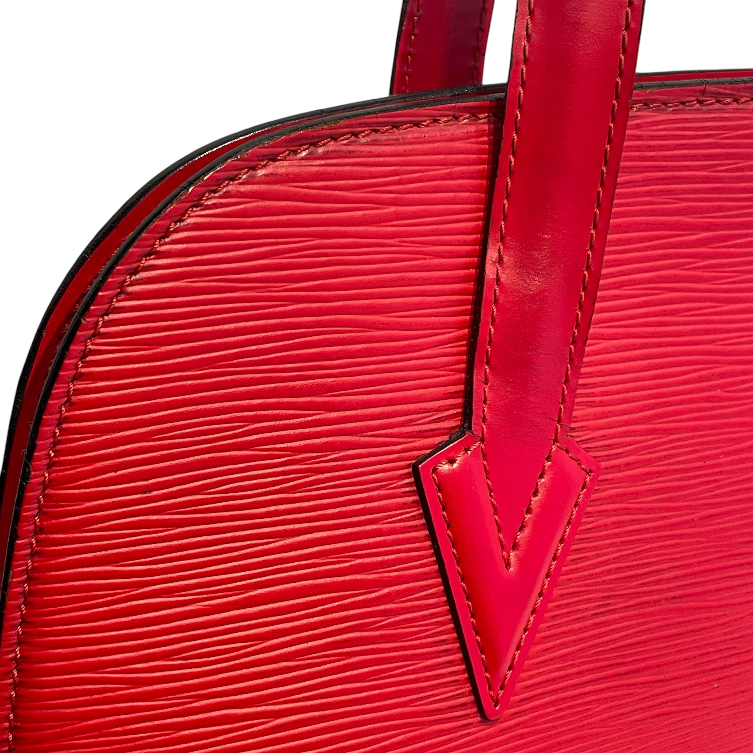 LOUIS VUITTON/Hand Bag/Leather/RED/Lussac Epi Leather Top Handle view 7