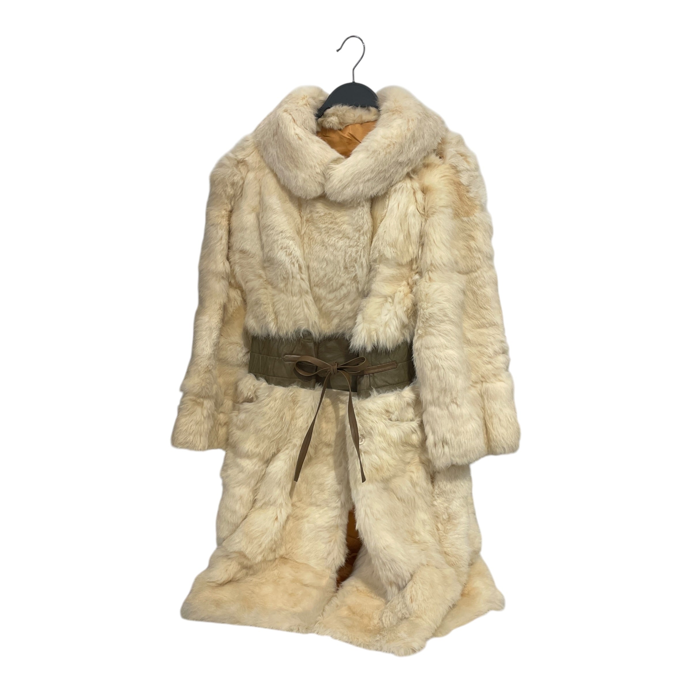 Vintage/Coat/Fur/IVR/Rabbit Fur Coat, Leather Belt view 1