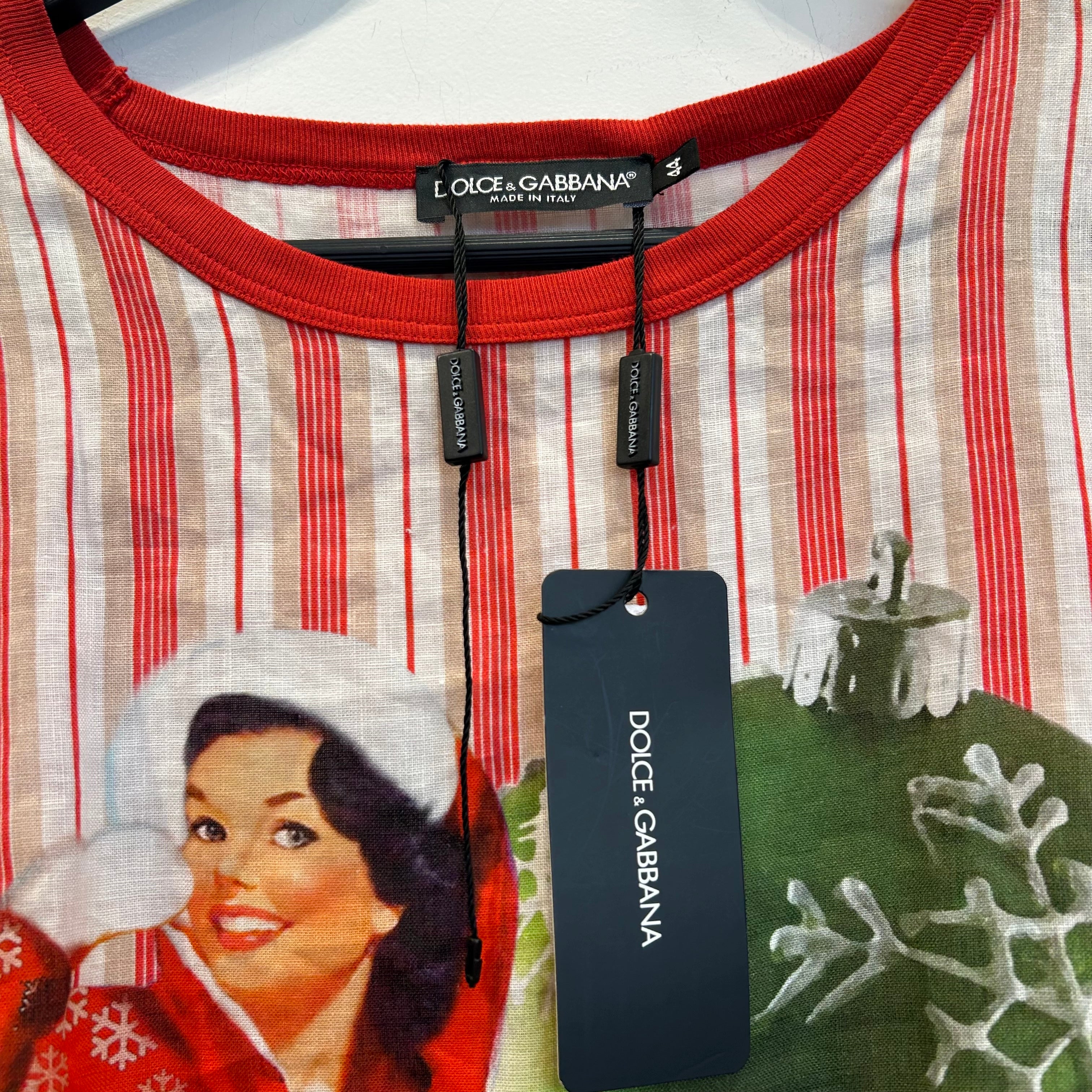 DOLCE&GABBANA/T-Shirt/44/Cotton/MLT/Stripe/chritmas theme beg/red/whi view 3