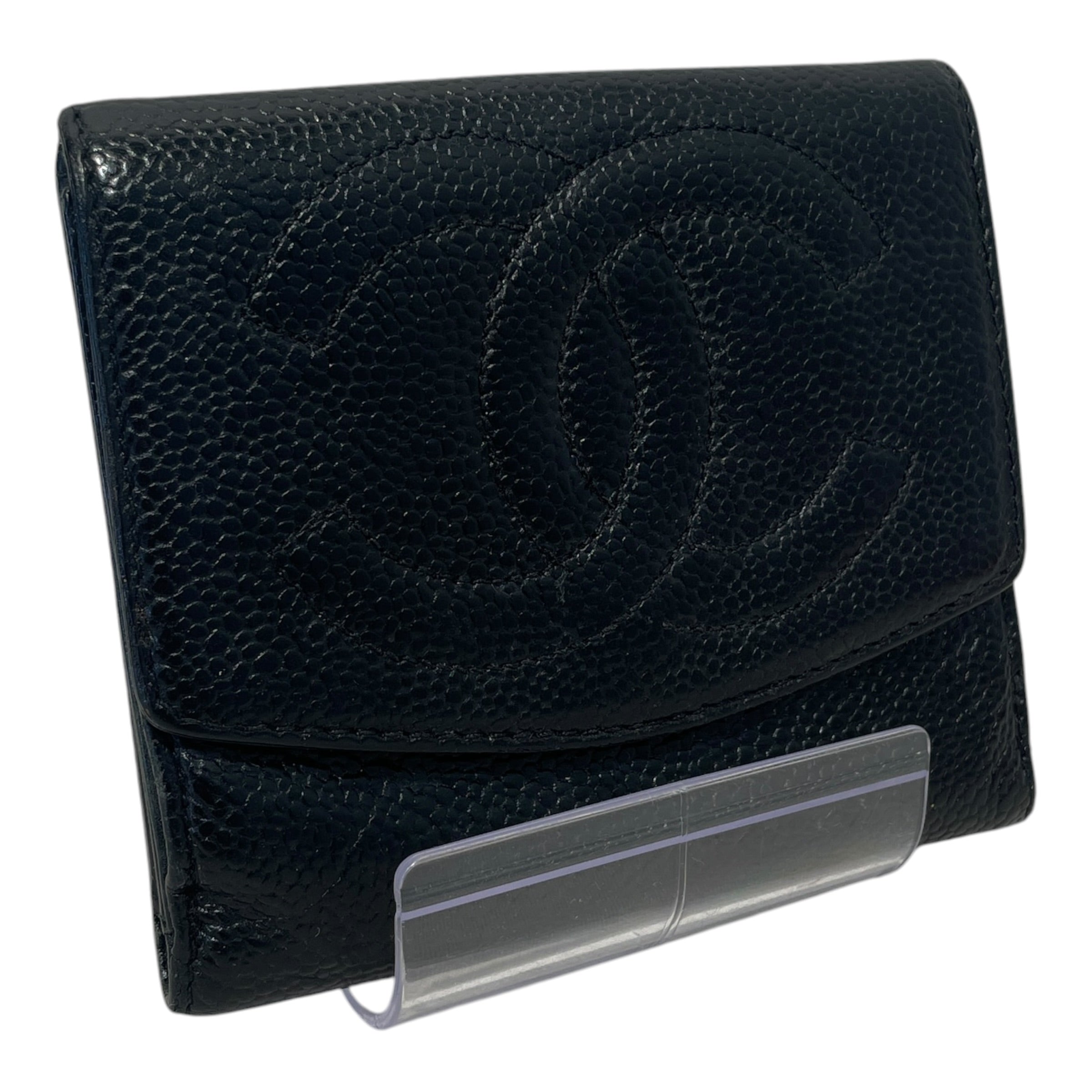 CHANEL/Trifold Wallet/Leather/BLK/L's/Cavier Double C Wallet view 1