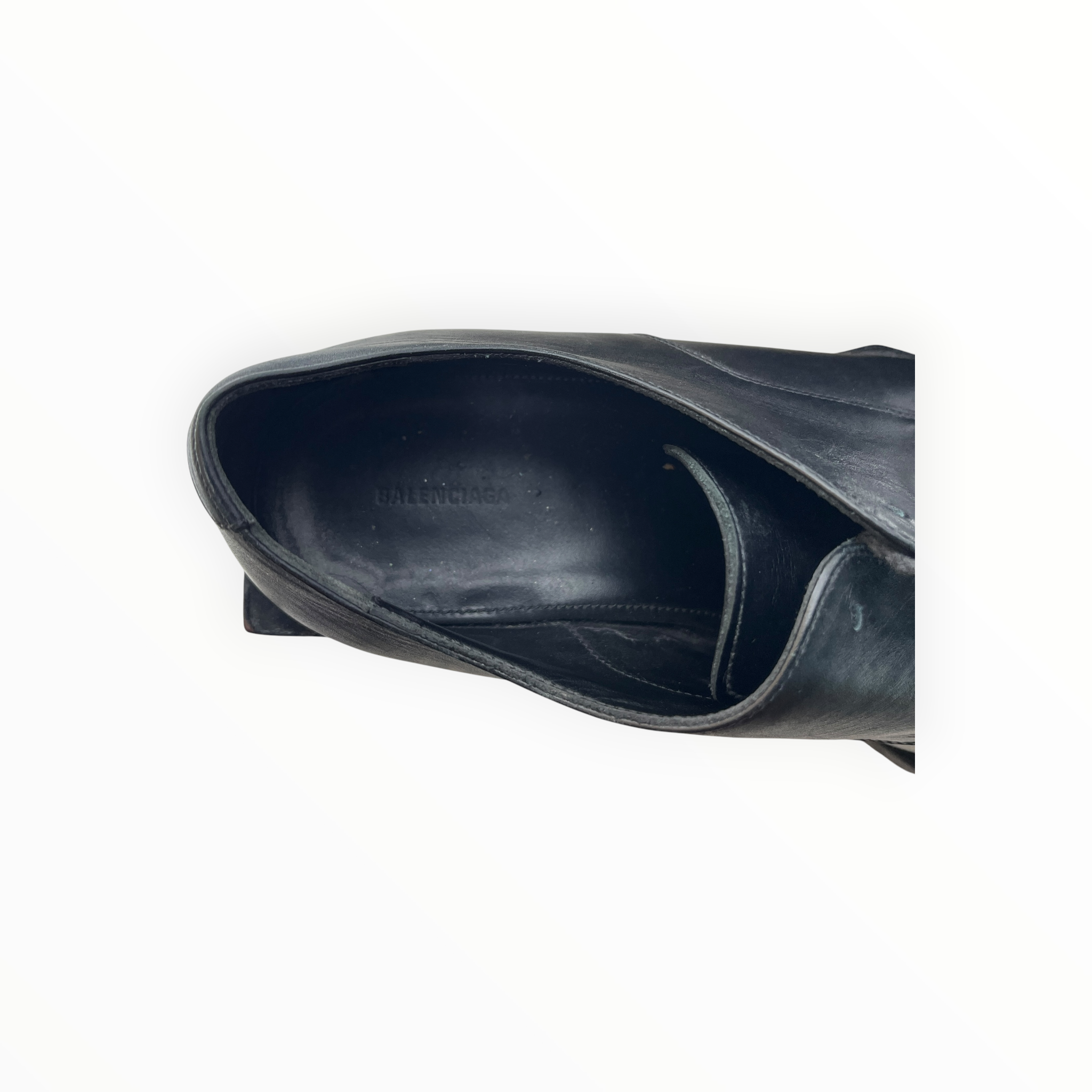 BALENCIAGA/Dress Shoes/US 7/Leather/BLK/Square Heel Loafers view 3