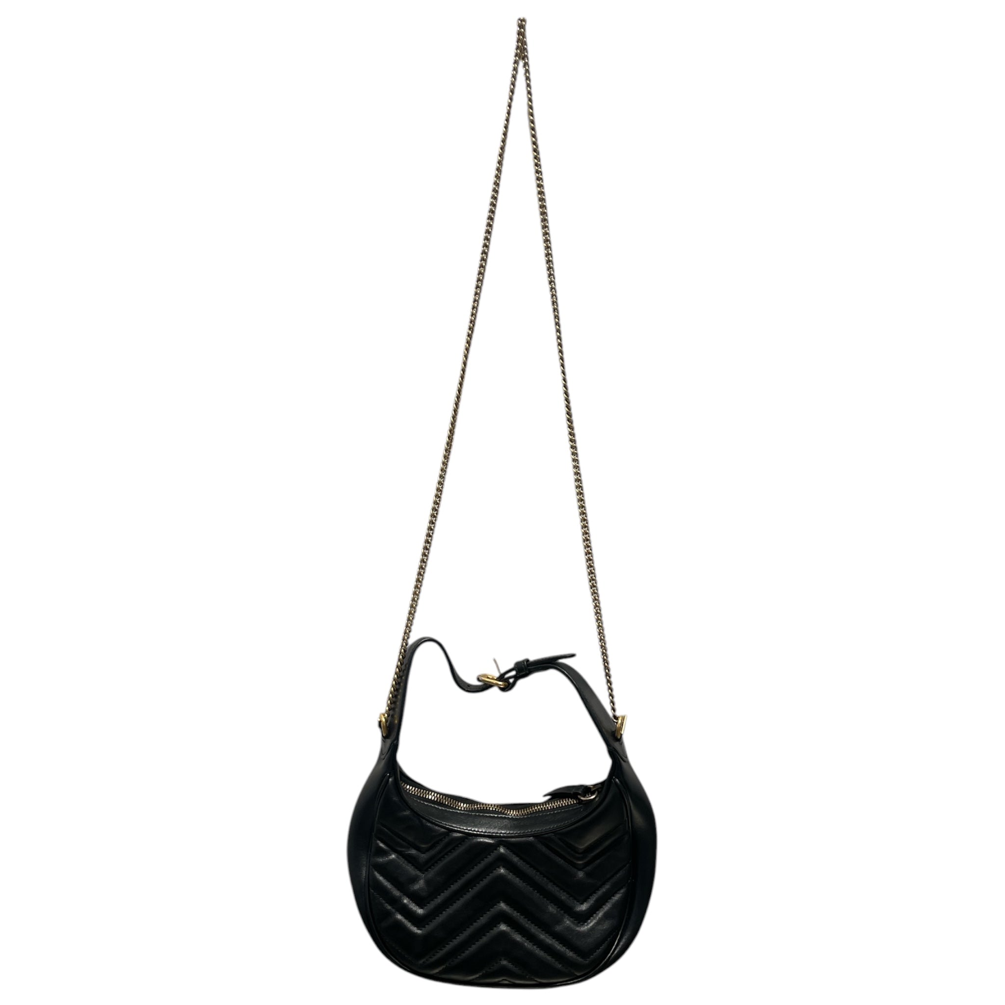 GUCCI/Cross Body Bag/Leather/BLK/GG marmont Half Moon mini view 2