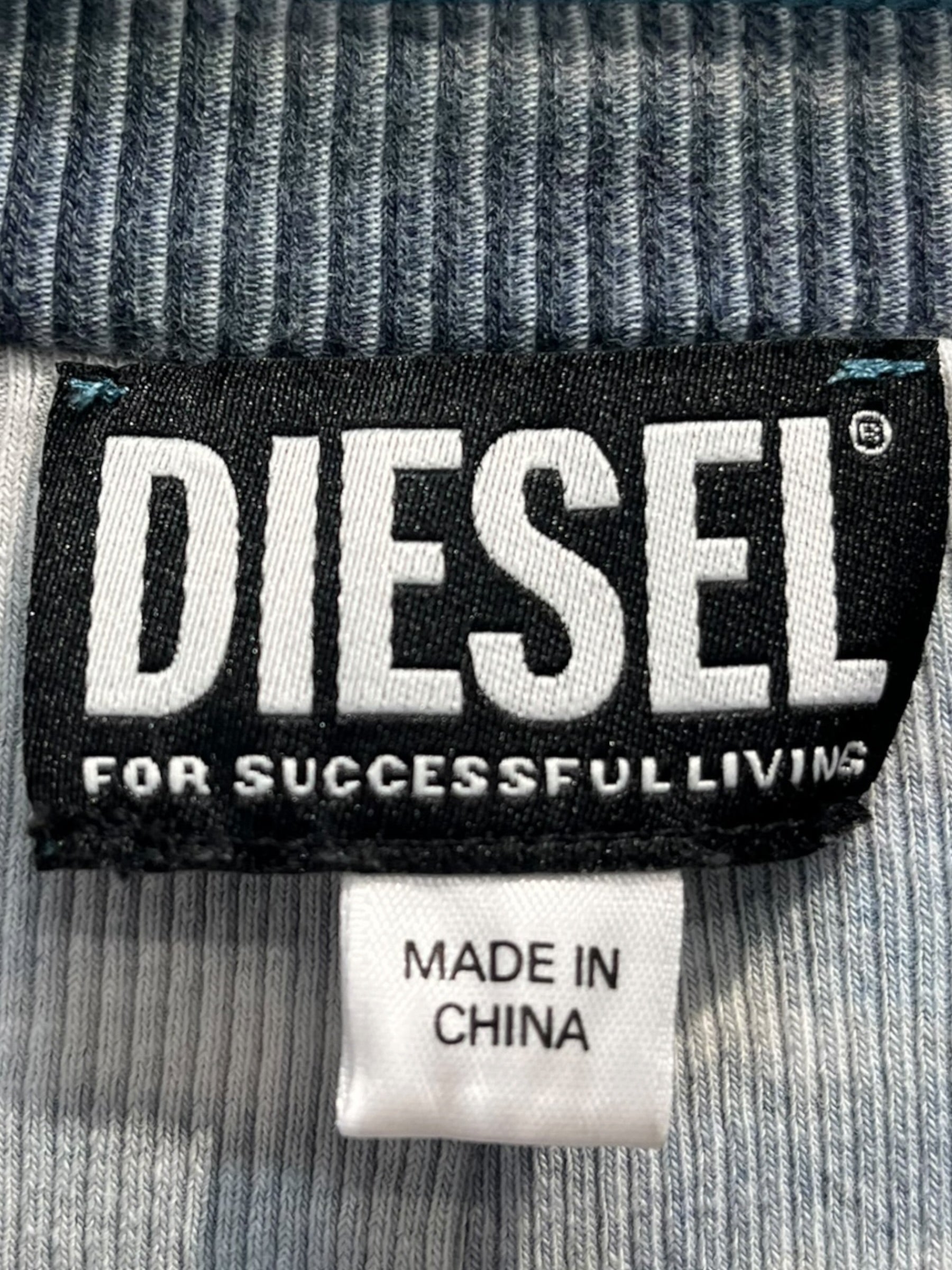 DIESEL/T-Shirt/XS/All Over Print/Cotton/BLU/KEY HOLE-LACED HEM view 3