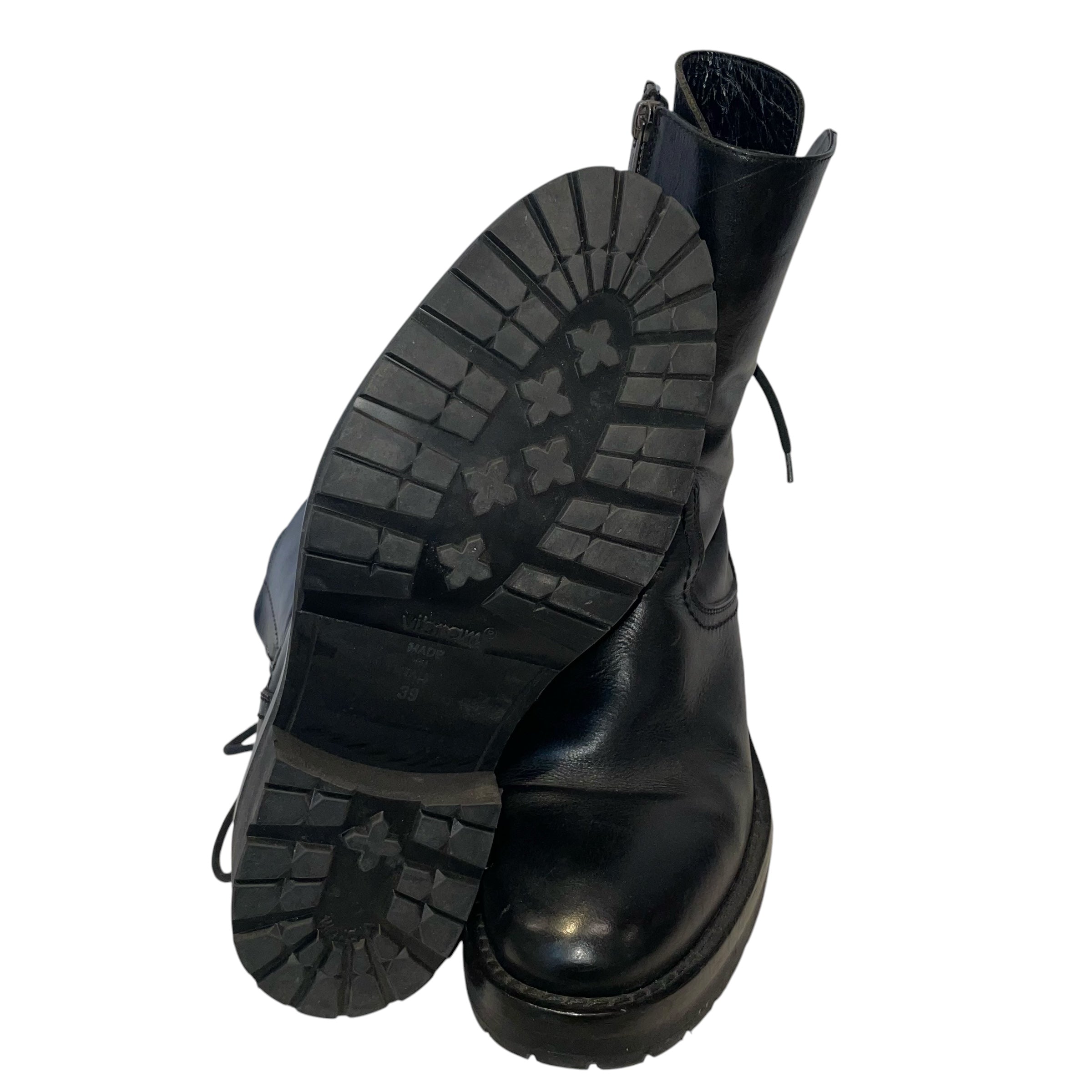 ANN DEMEULEMEESTER/Long Boots/US 7/Leather/BLK/MID CALF COMBAT BOOT/LACE UP view 3