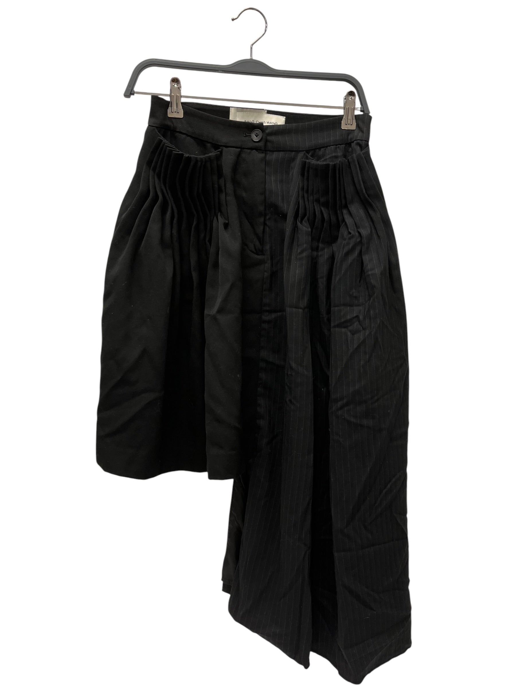 Feng Chen Wang/Long Skirt/M/Stripe/Cotton/BLK/Pleated/AYSYMETRIC PLEAETED PCKT view 1