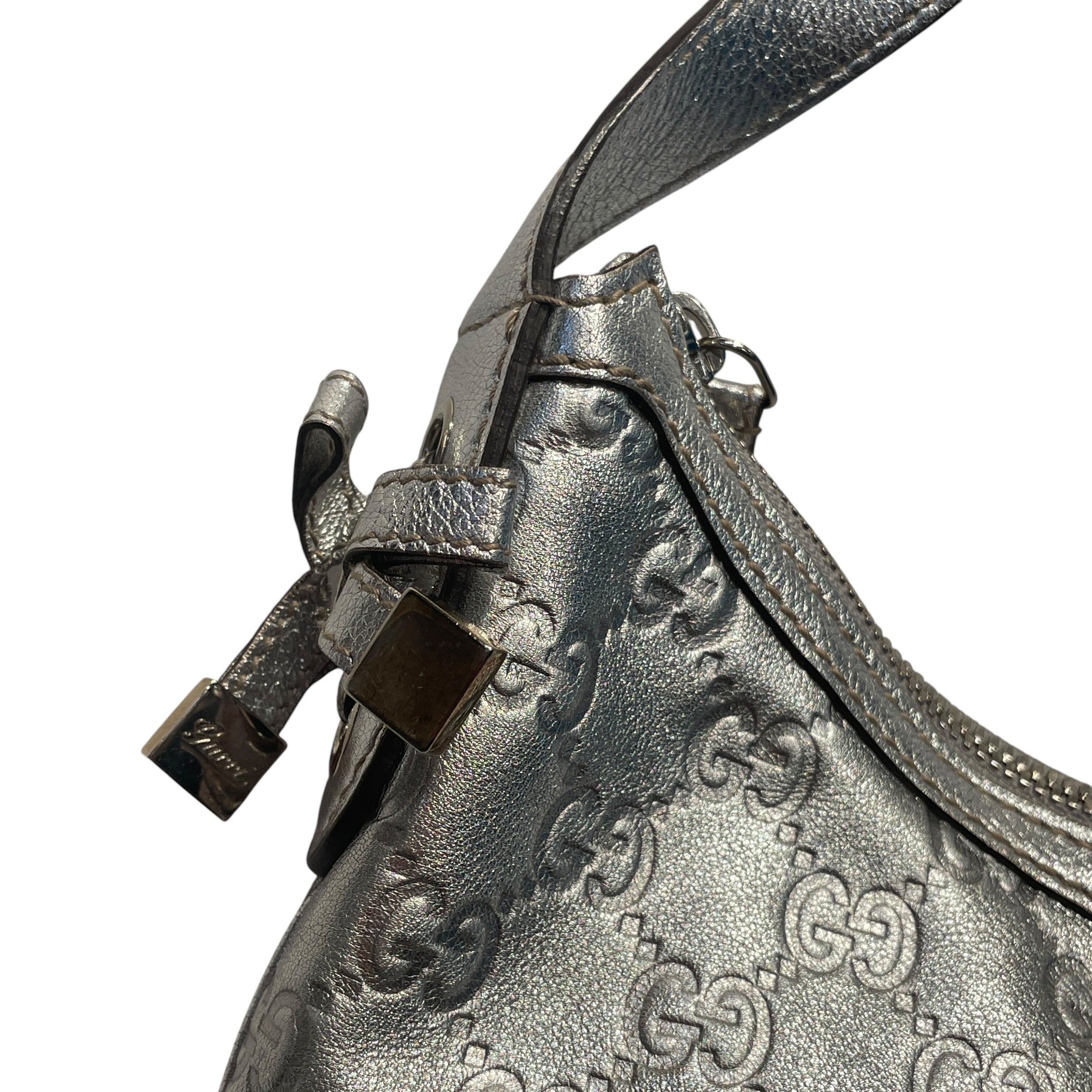 GUCCI/Tote Bag/Monogram/Leather/SLV/GG SIGNATURE PRINCY SMALL HOBO view 2
