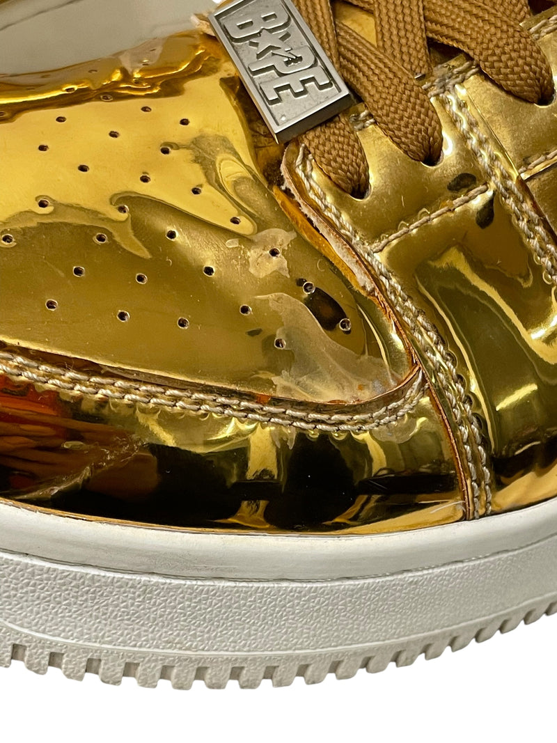 BAPE STA!/Hi-Sneakers/US 10/Leather/GLD/GOLD/WHT