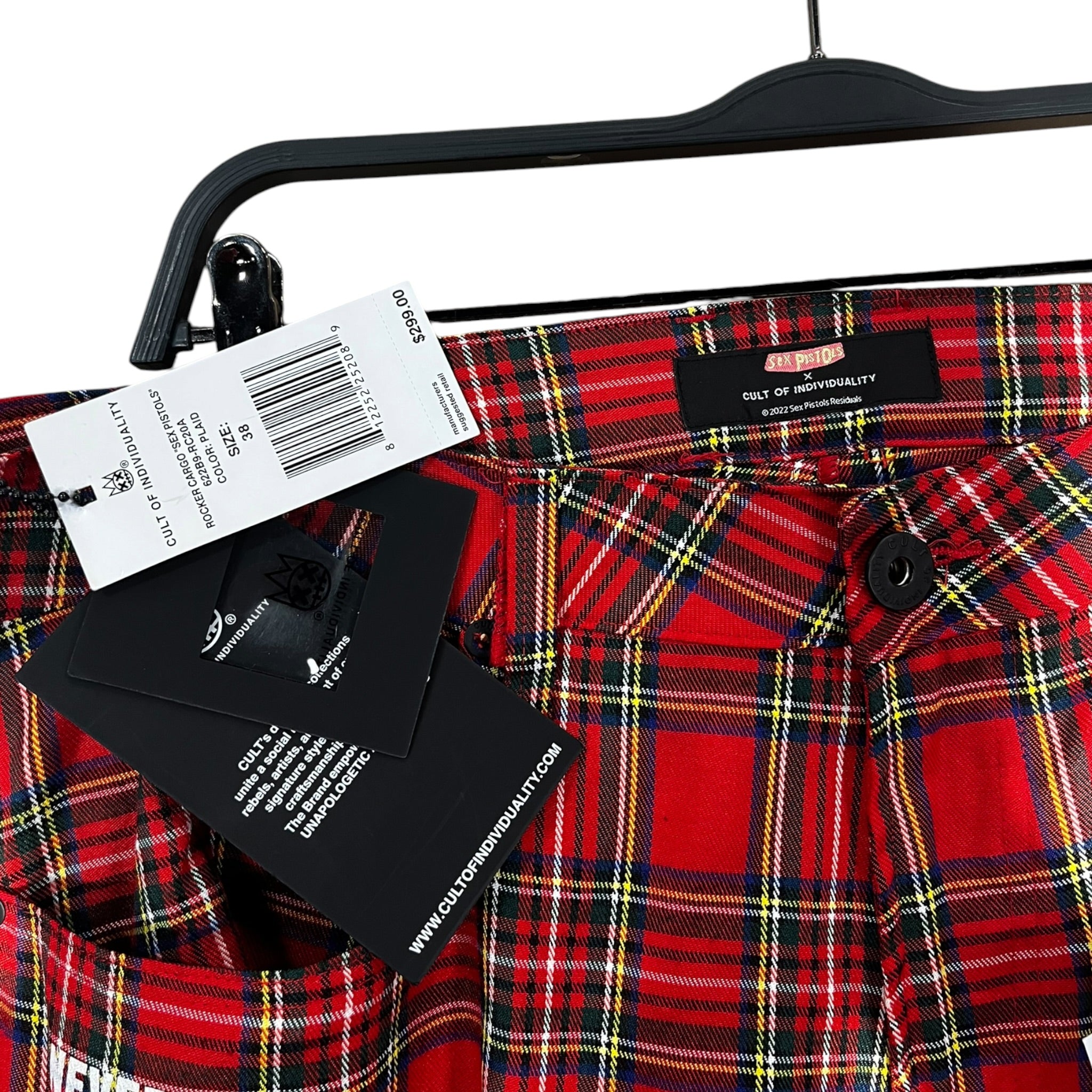 Cult of Individuality/Cargo Pants/38/Cotton/RED/Plaid/ROCKER CARGO 'SEX PISTOLS' view 3
