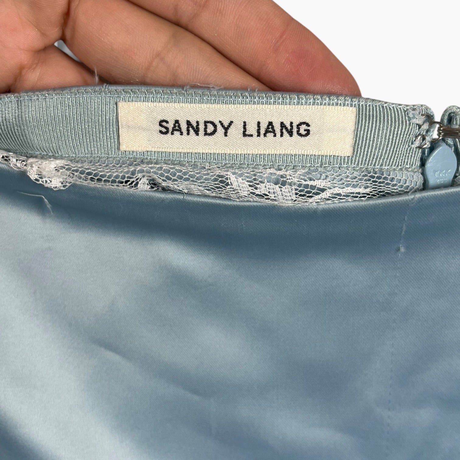 Sandy Liang/Long Skirt/6/Polyester/BLU/Midi Length/MINI SKIRT W/LACE view 3
