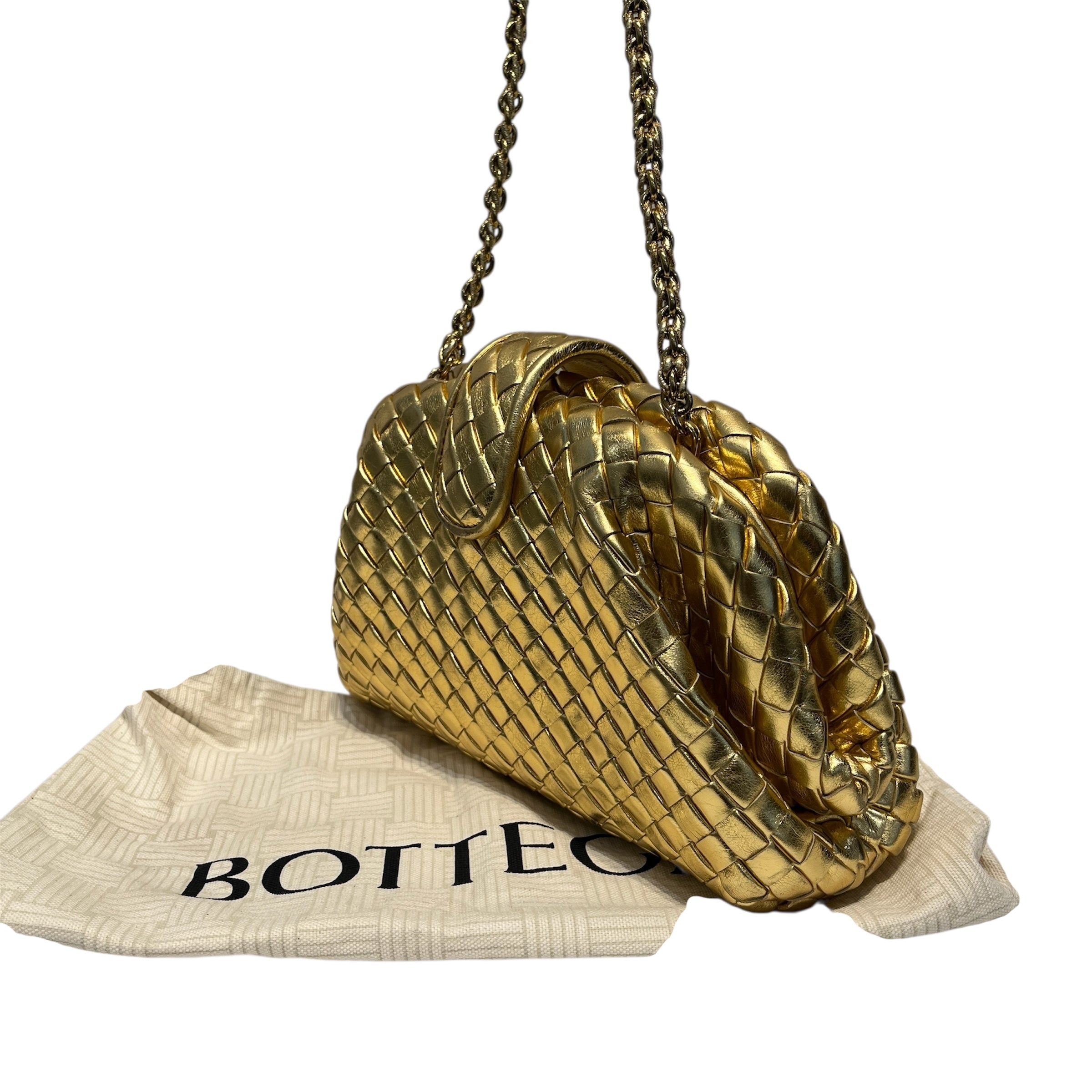 BOTTEGA VENETA/Bag/Leather/GLD/golden woven with mag closure view 5