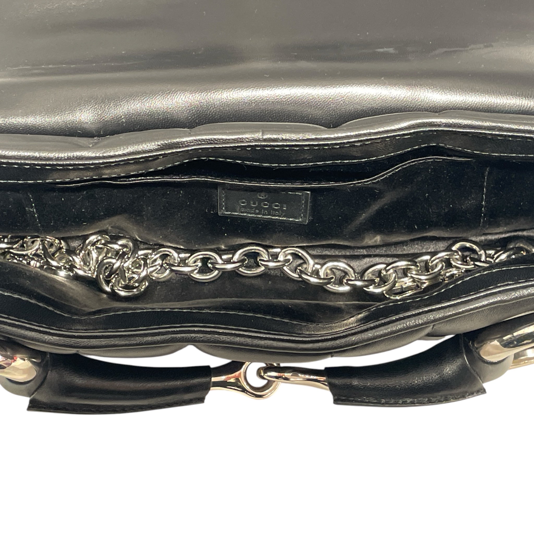 GUCCI/Hand Bag/Leather/BLK/Horsebit Chain medium view 4