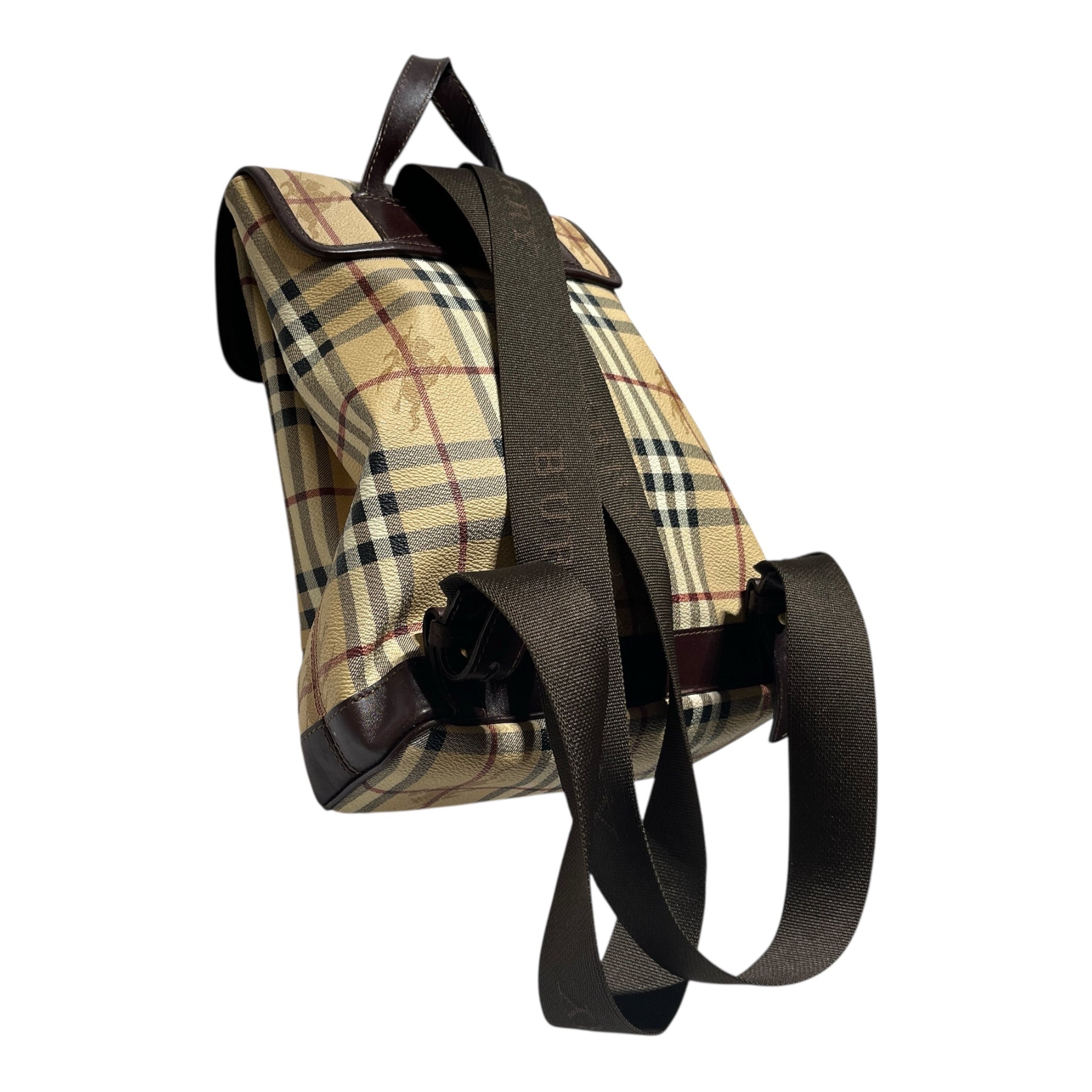 BURBERRY LONDON/Backpack/Plaid/Leather/KHK/Haymarket Check Backpack view 4