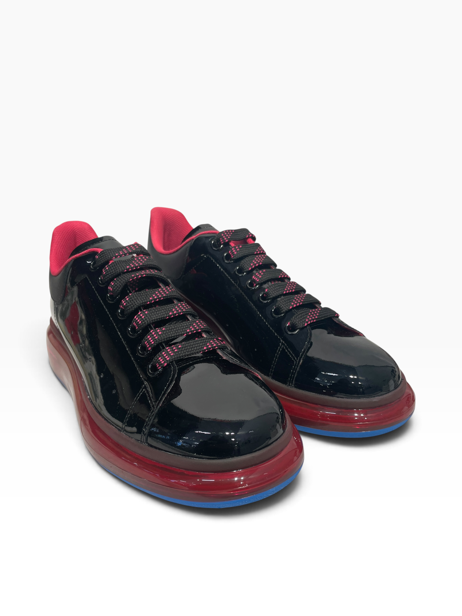 Alexander McQueen/Low-Sneakers/EU 44/Leather/BLK/BLK/PNK view 1