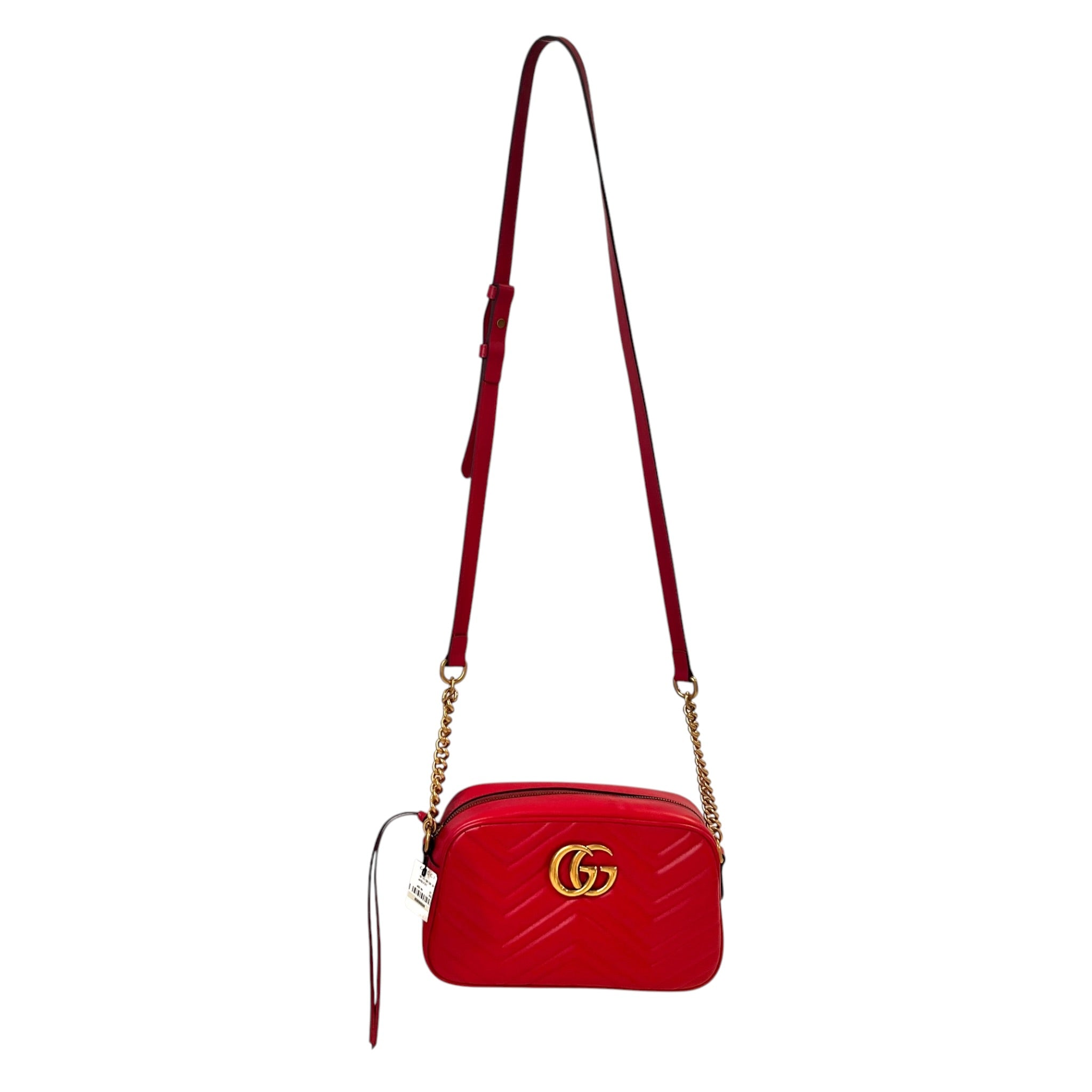 GUCCI/Cross Body Bag/Leather/RED/SMALL MARMONT MATELASSE view 1