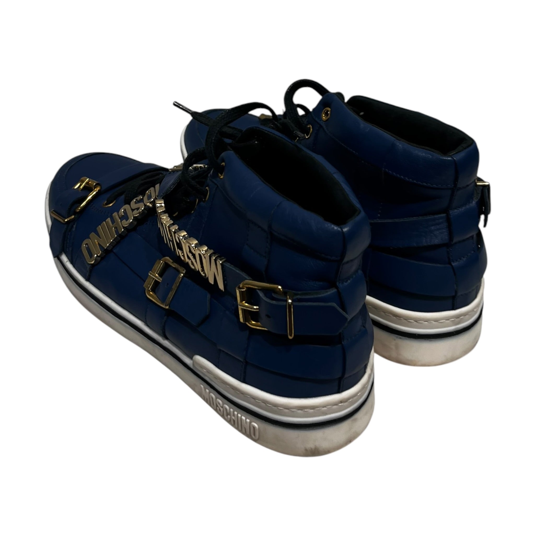 MOSCHINO/Hi-Sneakers/EU 44/Leather/BLU/Gold buckle view 2