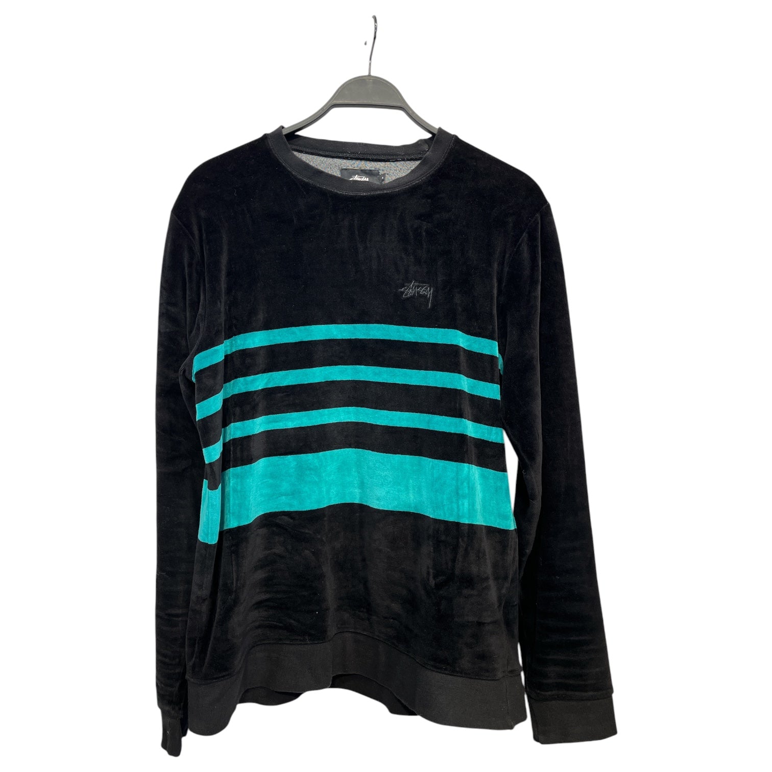 STUSSY/LS T-Shirt/S/BLK/striped velvet ls tee view 1