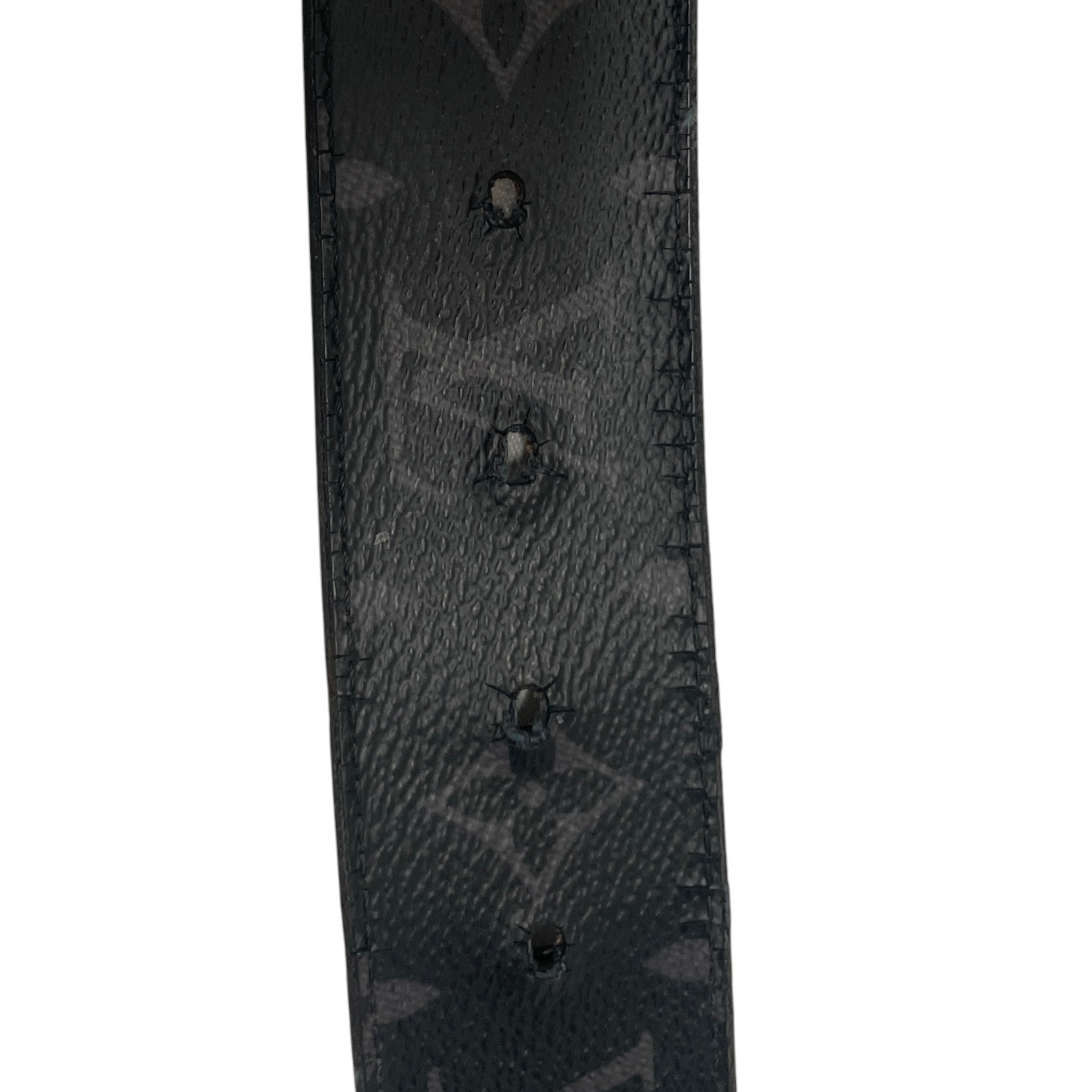 LOUIS VUITTON/Belt/Monogram/Leather/BLK/M's/BLACK LV BUCKLE/DAMAGED view 4