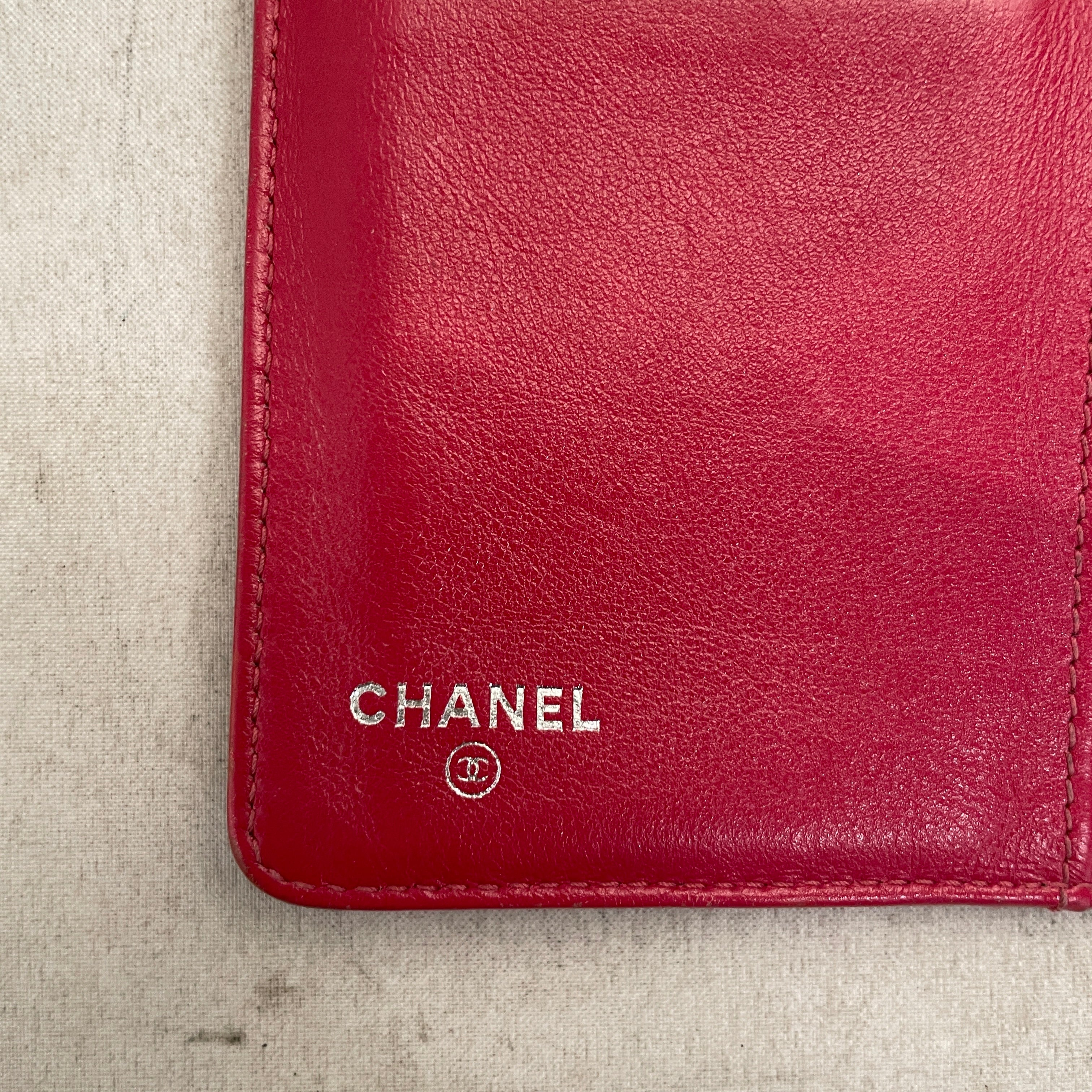 CHANEL/Long Wallet/Leather/RED/L's/bifold diamond quilting view 5
