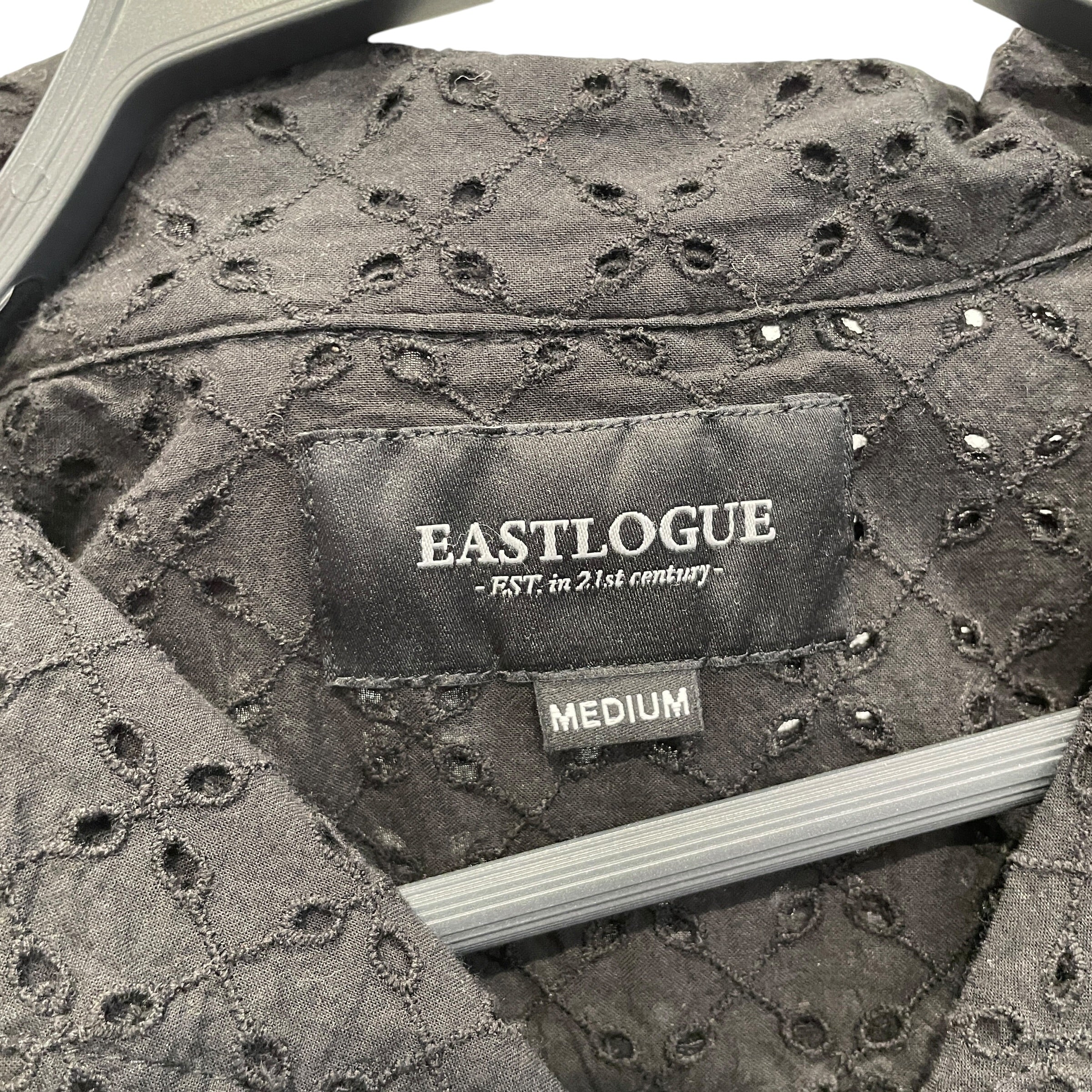 EASTLOGUE/SS Shirt/M/Cotton/BLK/All Over Print/ZIP UP T SHIRT EMBRIODERED view 3