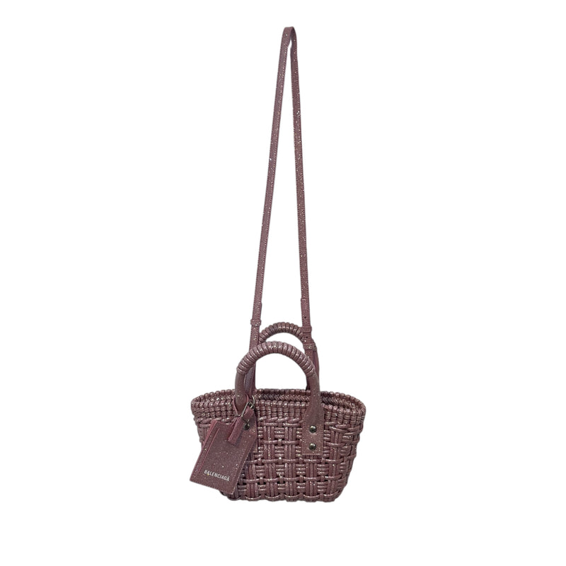 BALENCIAGA/Cross Body Bag/Glitter/PNK/XXS BISTRO BASKET