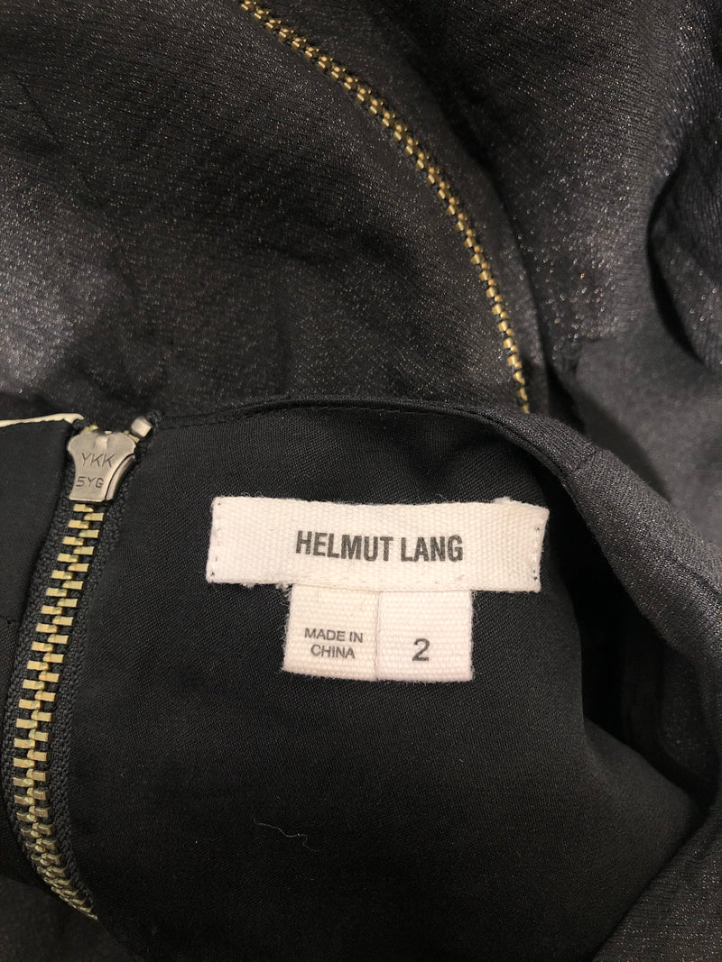 Helmut Lang/SS Dress/2/Leather/BLK/WHITE LEATHER BOTTOM HEM