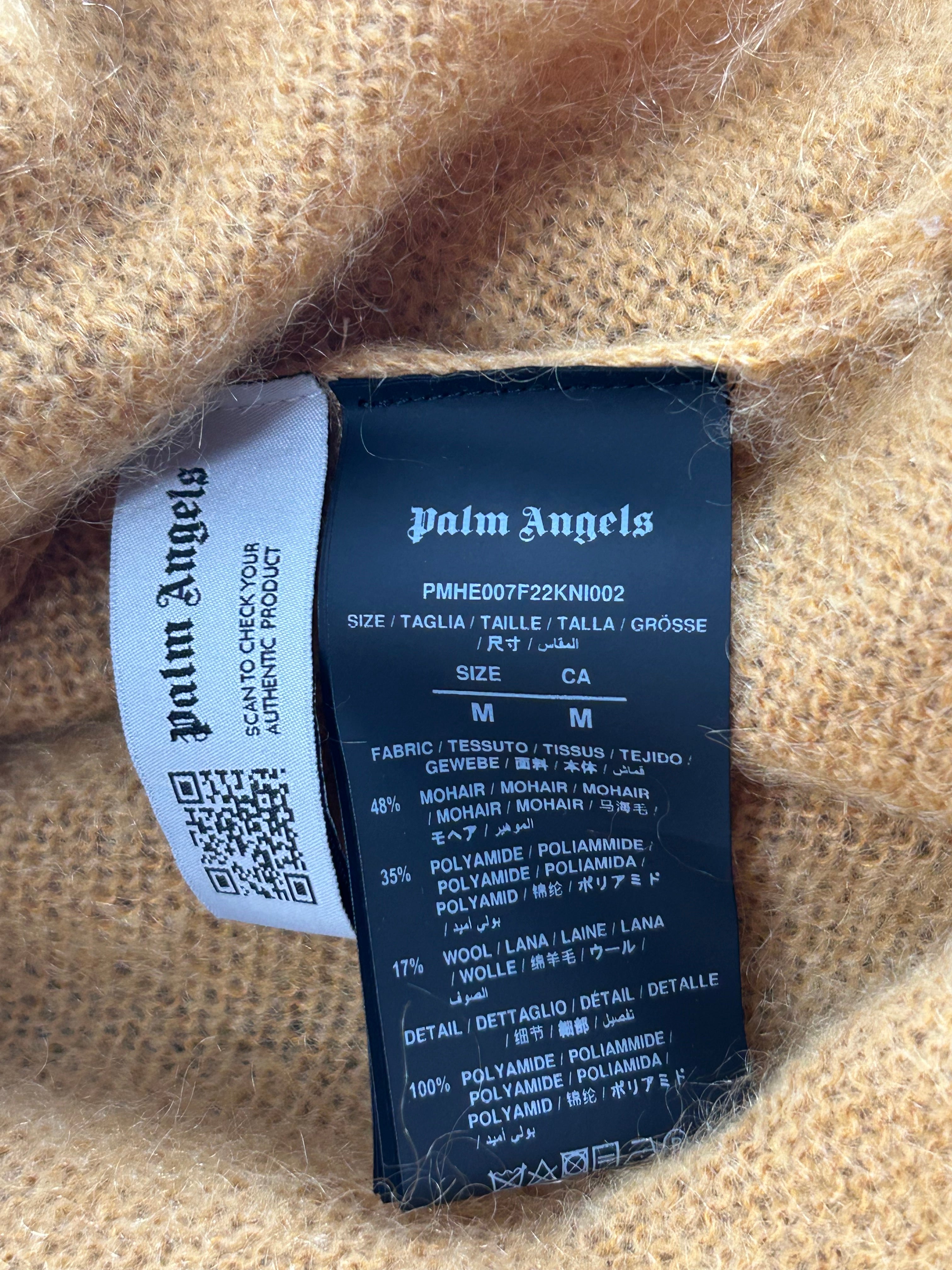 Palm Angels/Sweater/M/Mohair/YEL/BLACK PALM ANGELS SCRIPT view 3