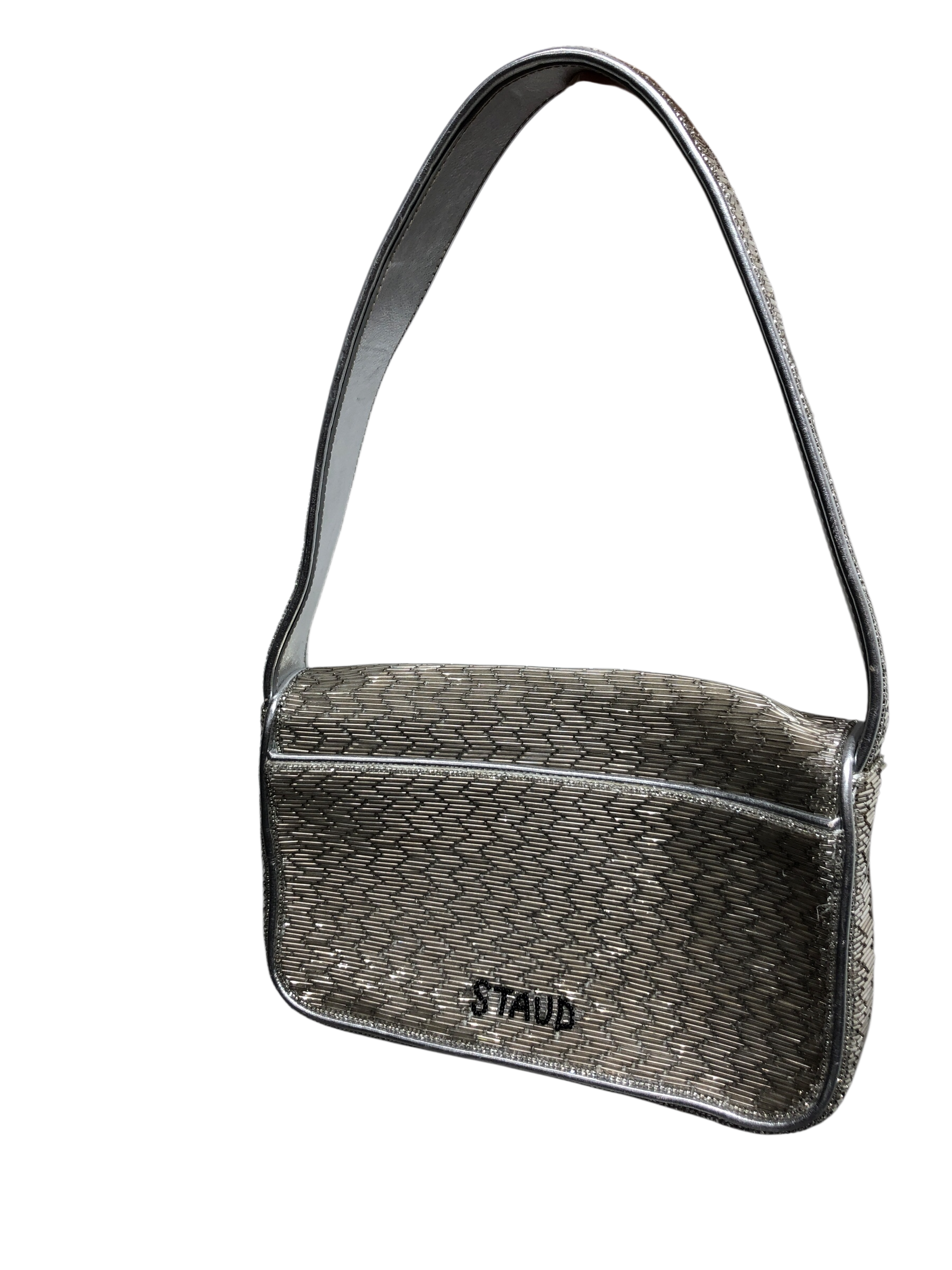 STAUD/Hand Bag/SLV/tommy beaded silver bag view 1