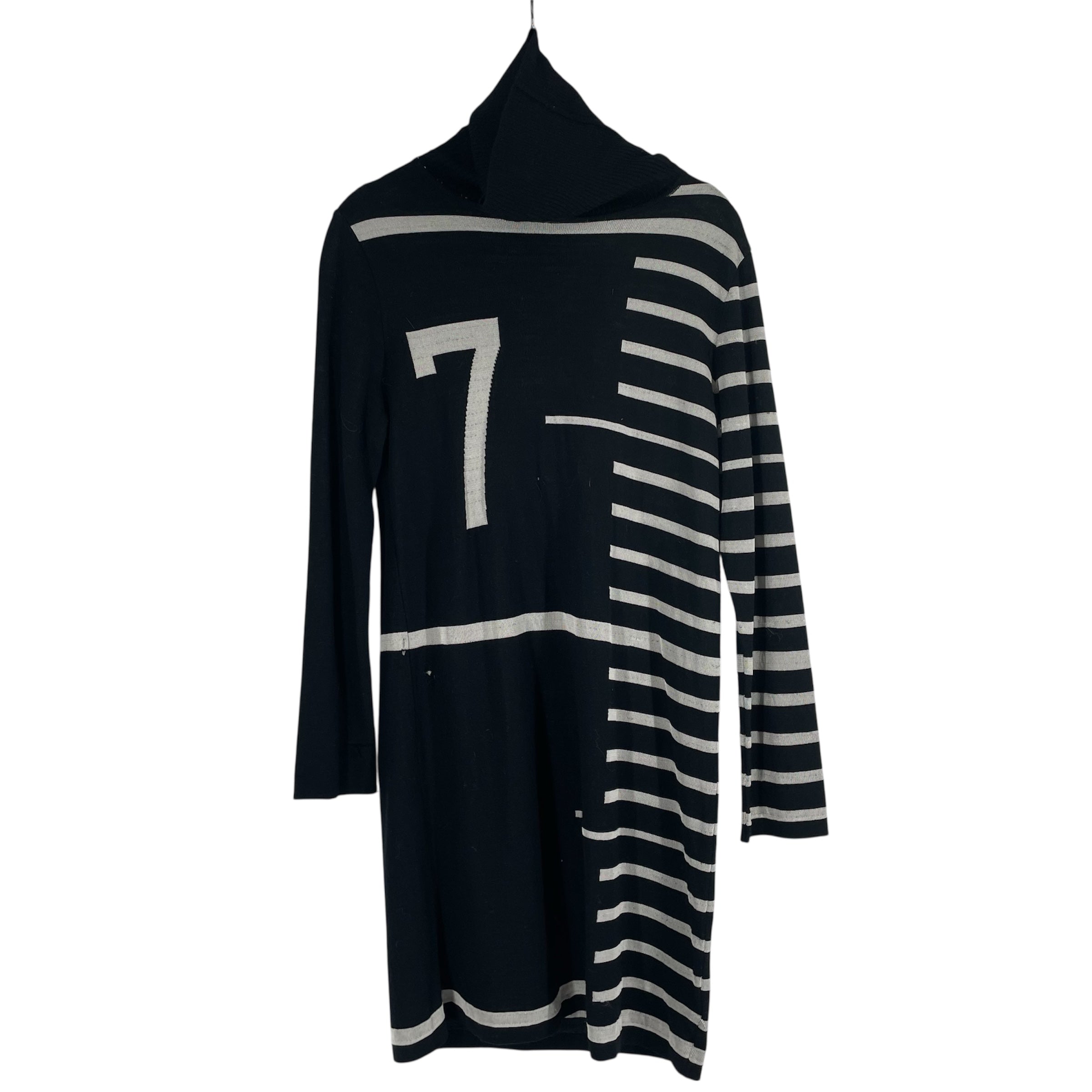Jean Paul Gaultier/LS Dress/40/Stripe/Wool/BLK/JPM006/7/TURTLE NECK DRESS view 1