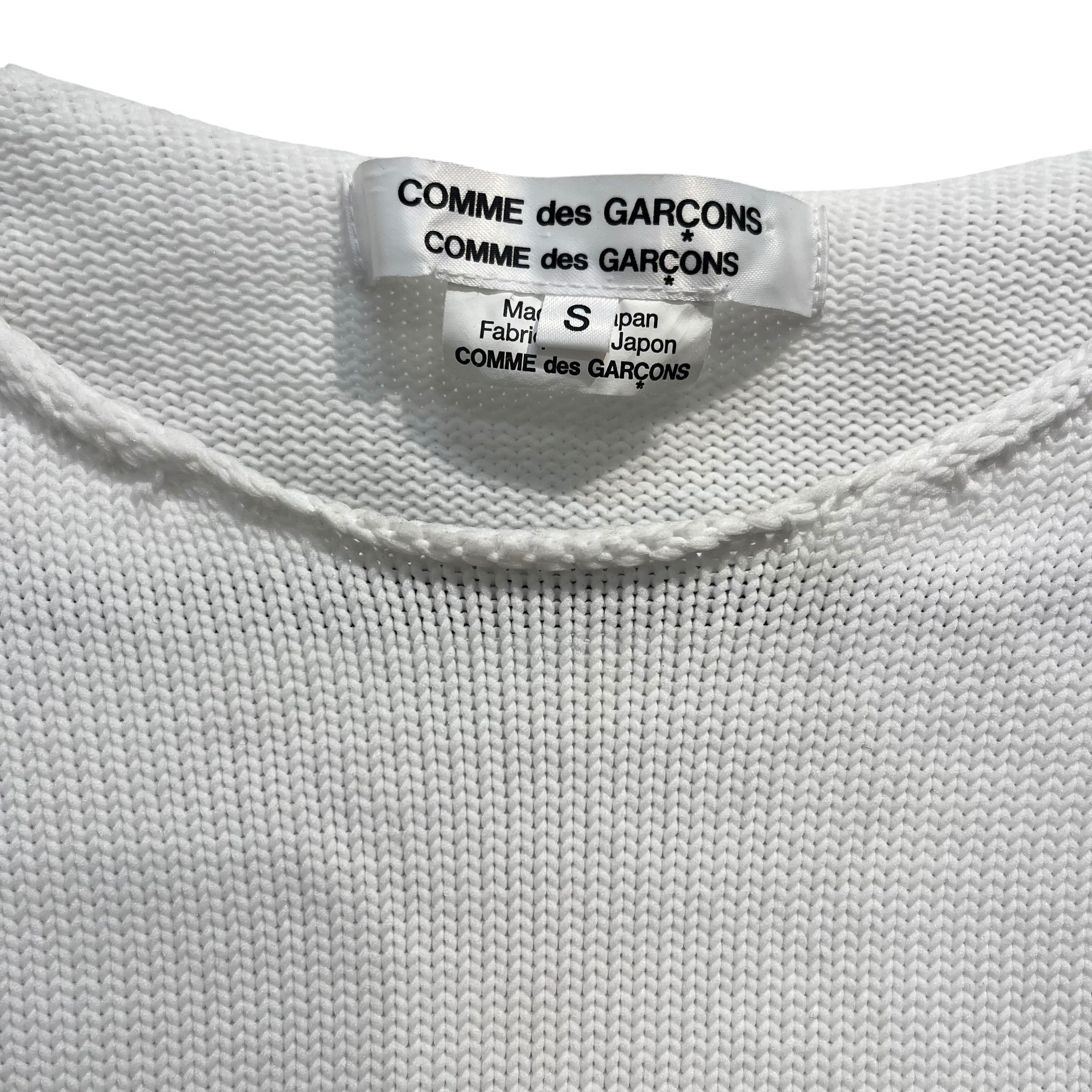 COMME des GARCONS/Sweater/S/Polyester/WHT/KNIT FRINGE SWEATER view 3