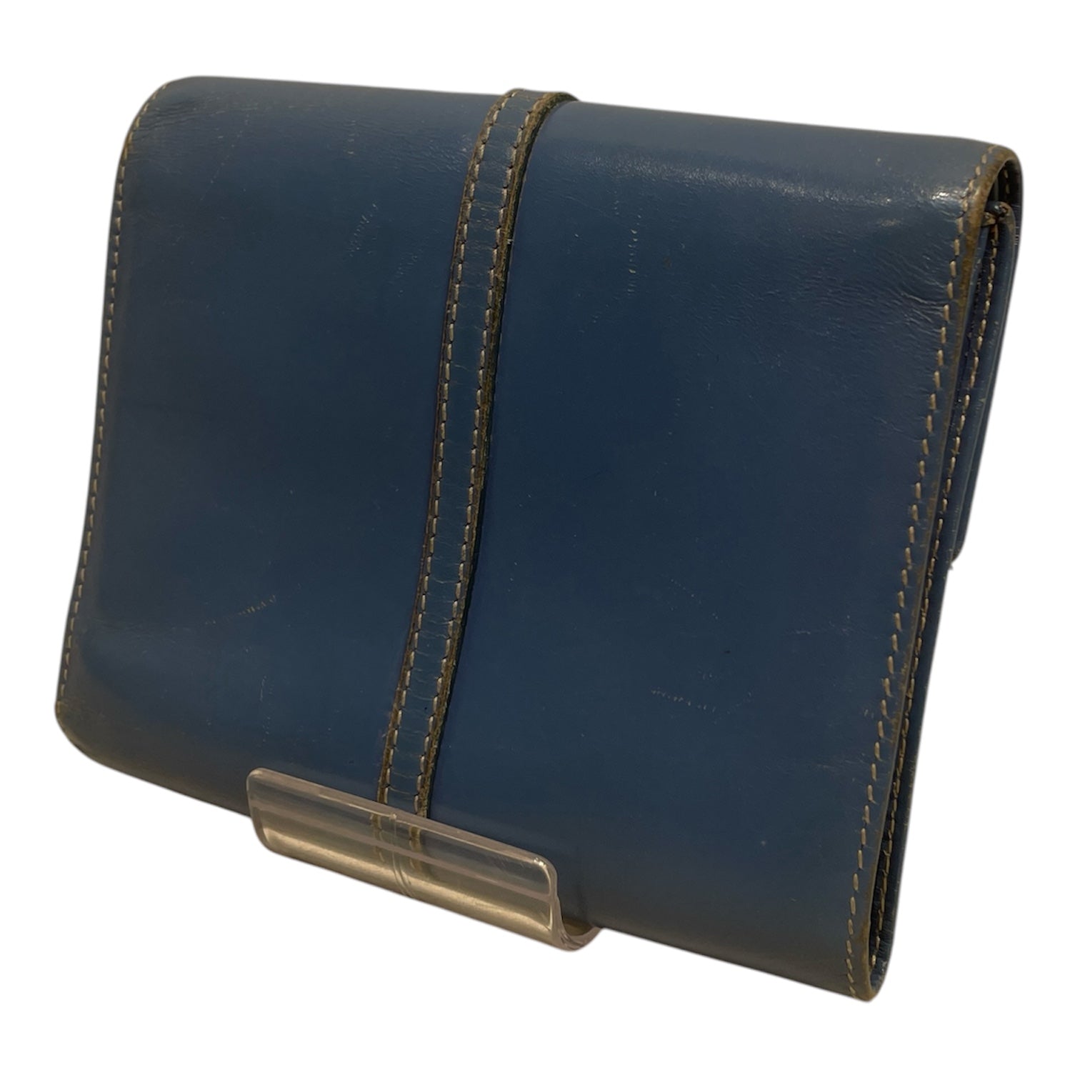 PRADA/Bifold Wallet/Leather/BLU/L's/BABY BLUE SNAP CLOSURE view 2
