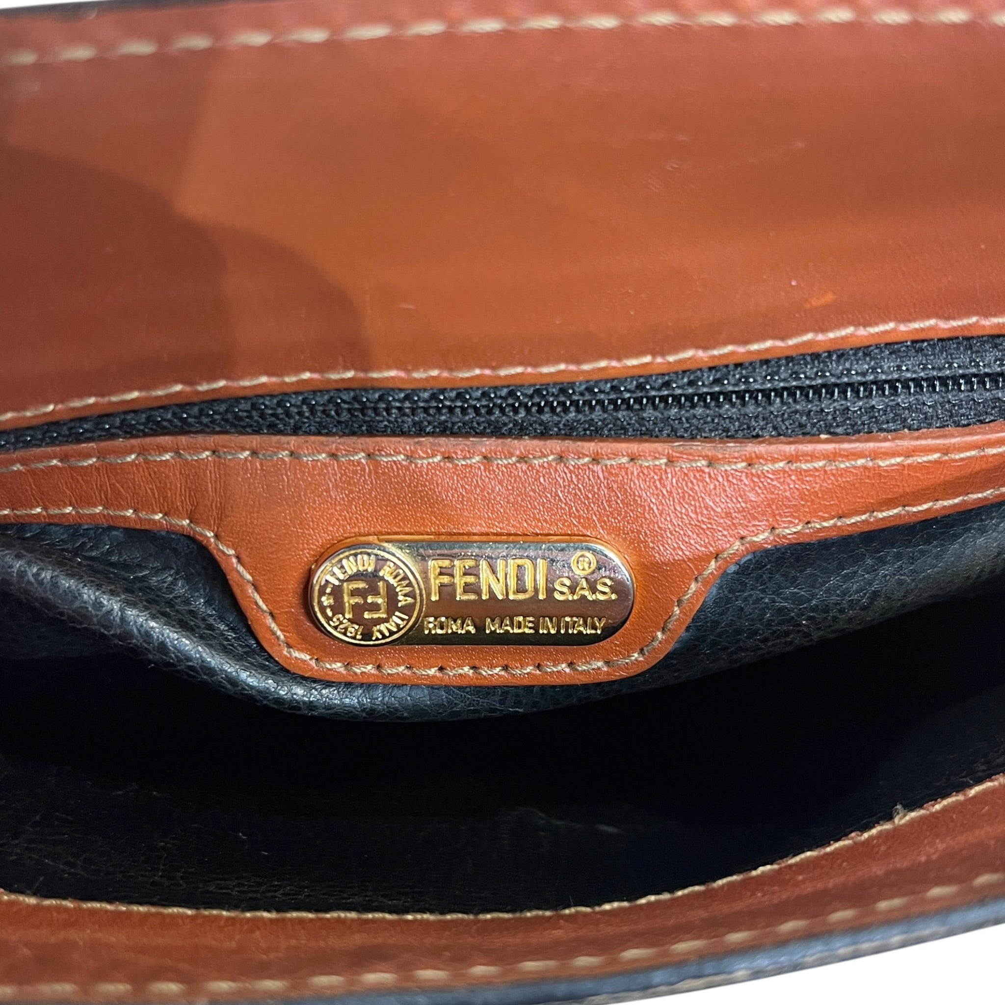 FENDI/Cross Body Bag/Stripe/Leather/BRW/Pequin Vintage FF view 5