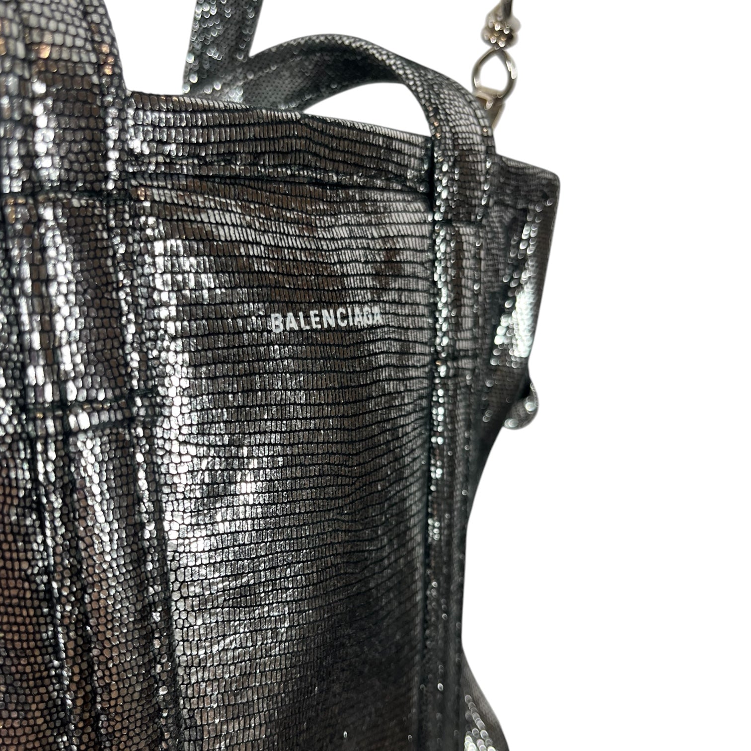 BALENCIAGA/Cross Body Bag/Iridescent/Leather/SLV/SILVER DISCO BAZAAR view 4