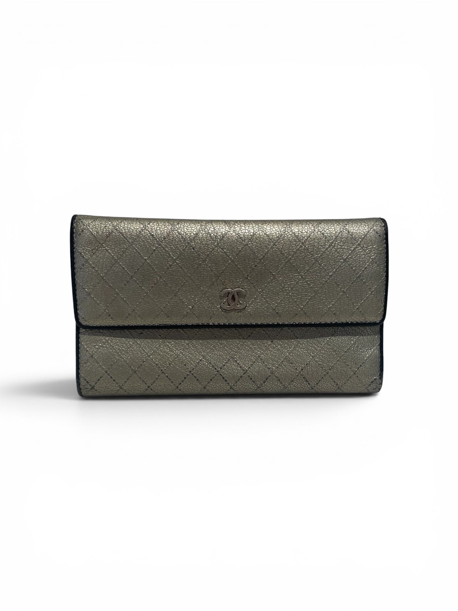 CHANEL/Long Wallet/Leather/GRY/L's/Chanel Long Wallet Silver view 1