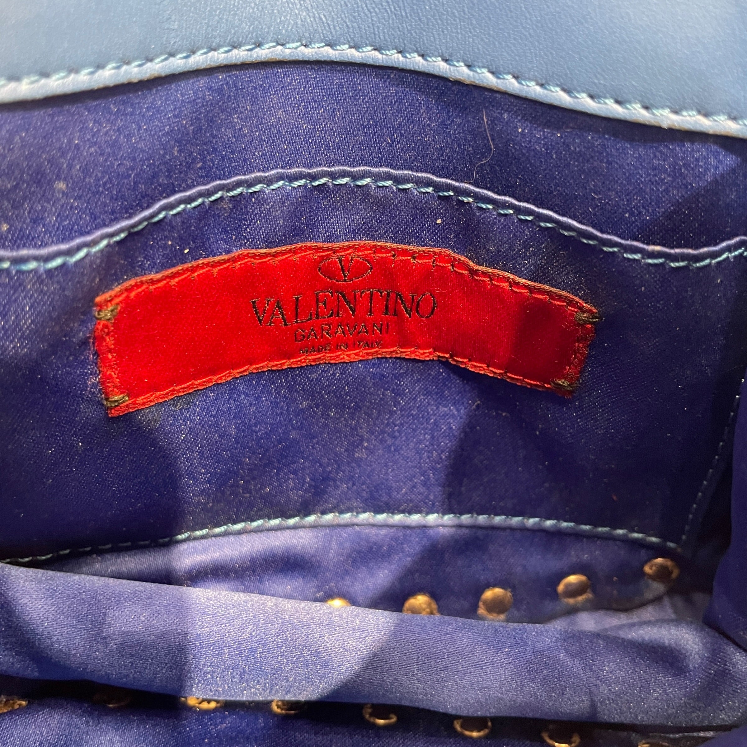 VALENTINO/Cross Body Bag/Leather/BLU/TRIANGULAR STUDDED TRIM FLAP view 5