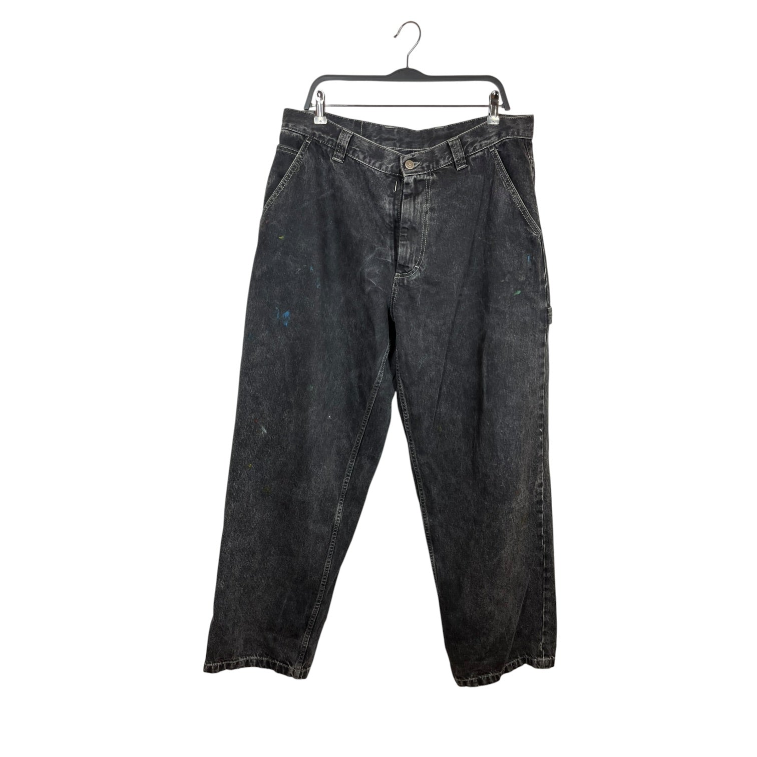 Maison Margiela/Pants/33/Denim/BLK/wide leg paint splattered deni view 1