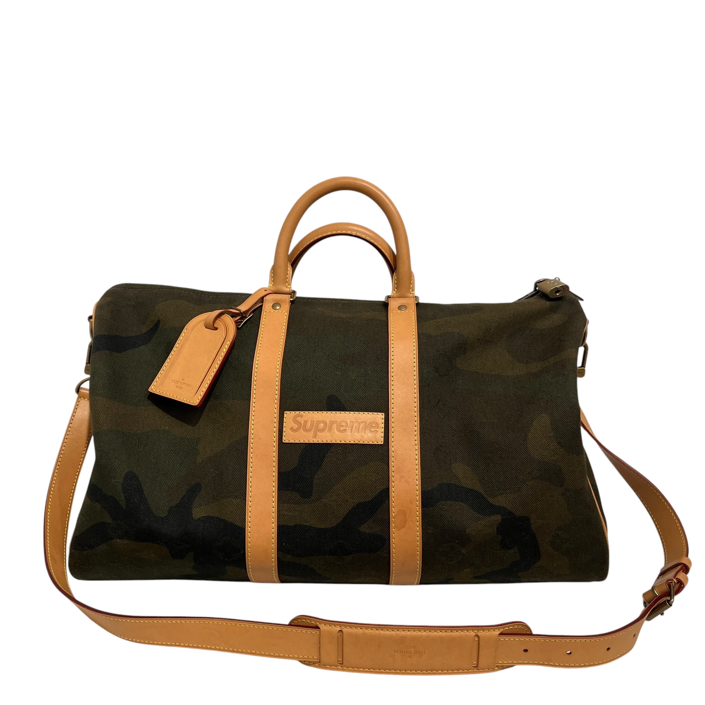 LOUIS VUITTON/Supreme/Luggage/Cotton/GRN/SUPREME SS17 CAMO KEEPALL TRAV view 1