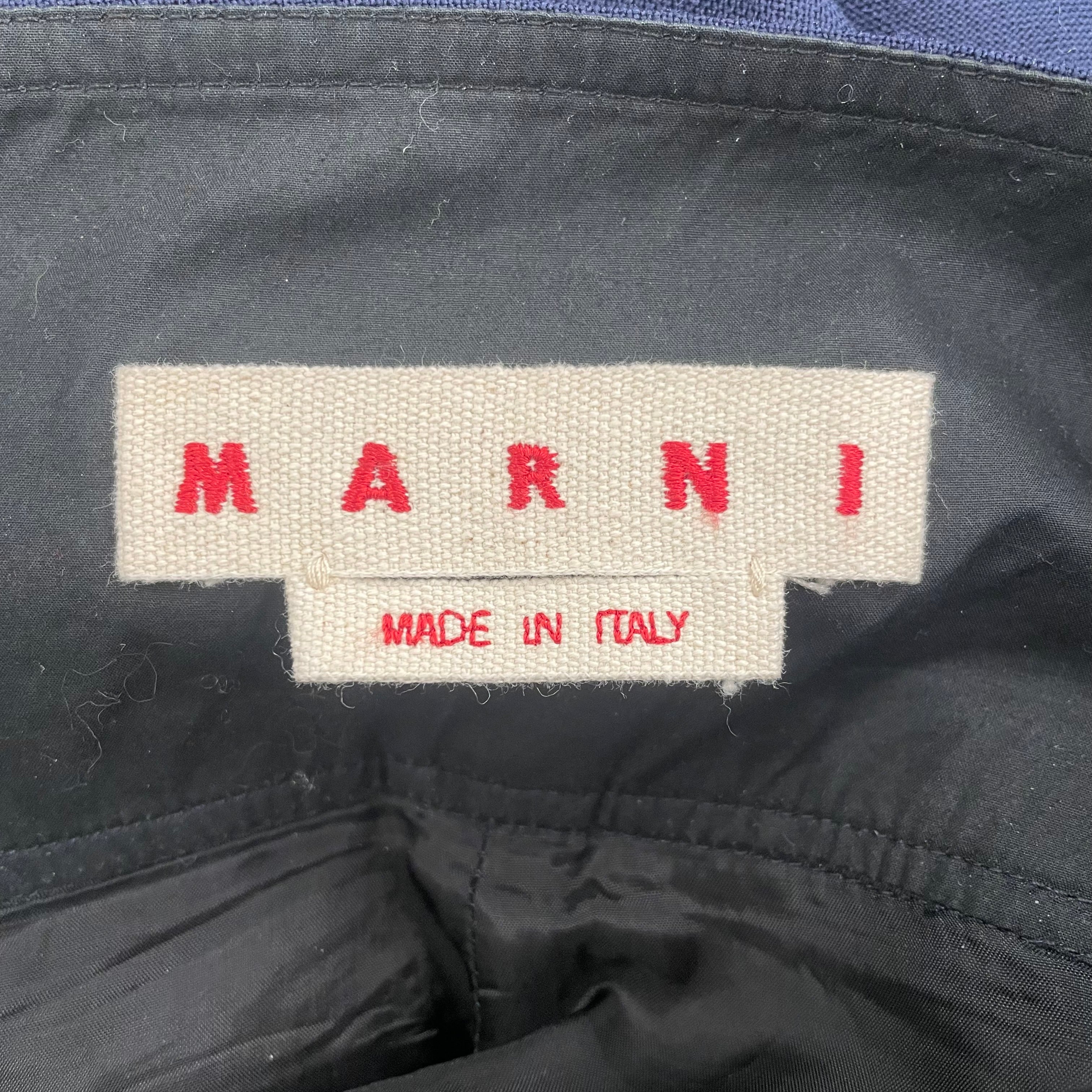 MARNI/Wide Leg Pants/42/NVY/WHT BELT/ GLD BUCKLE/ TROUSER view 3