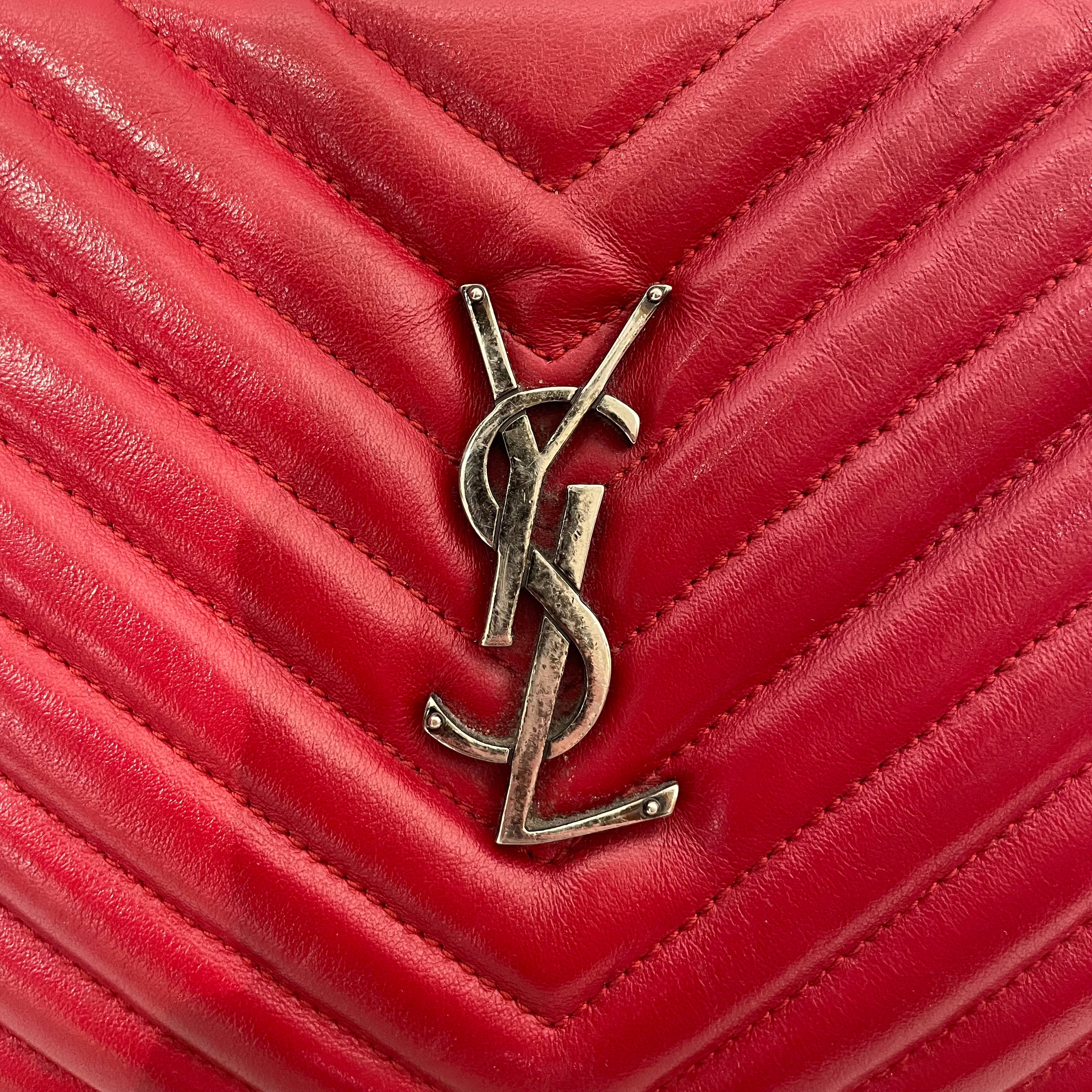 SAINT LAURENT/Cross Body Bag/Leather/RED/Lou Camera, Silver, Tassle, view 4