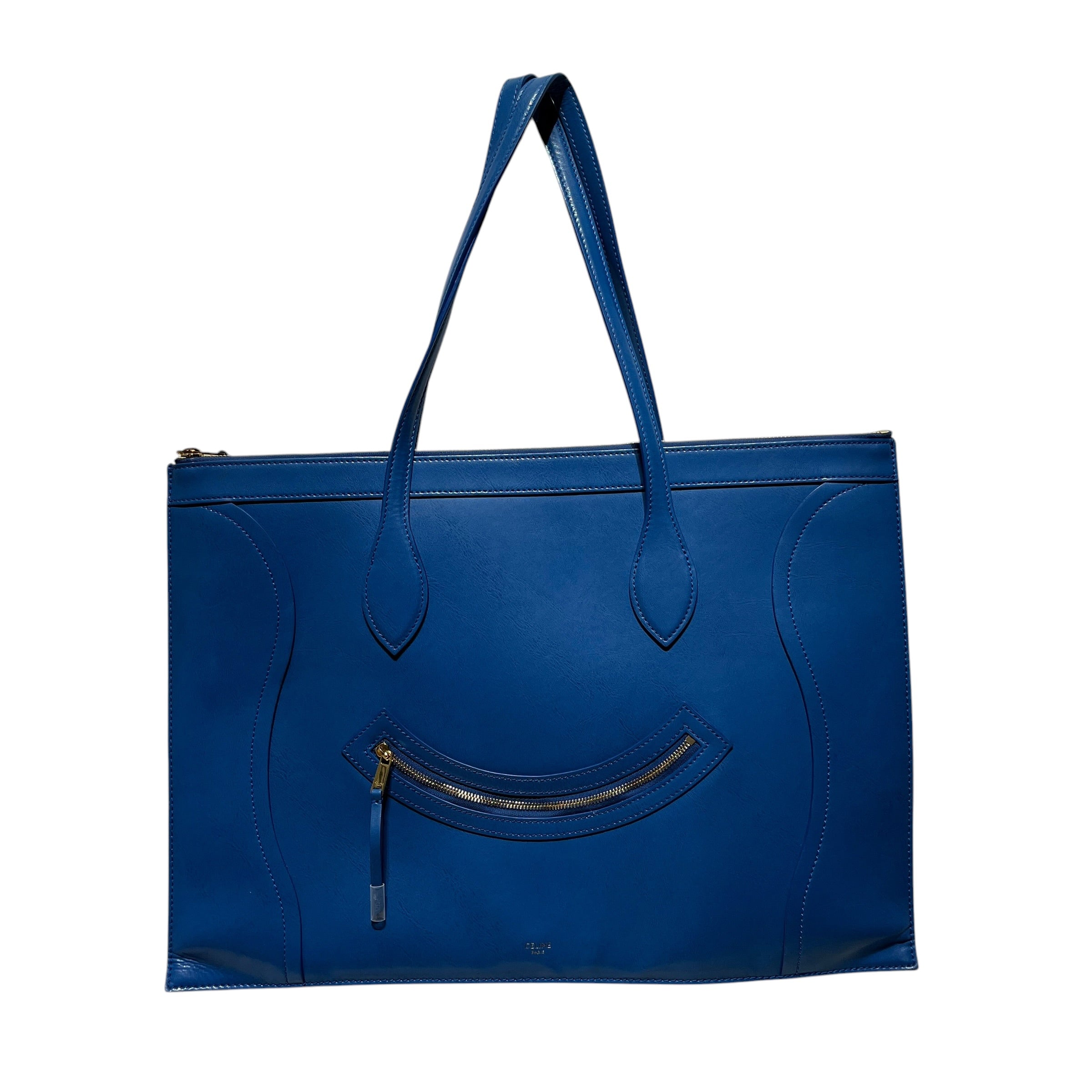 CELINE/Tote Bag/Lambskin/BLU/flat cabas view 1