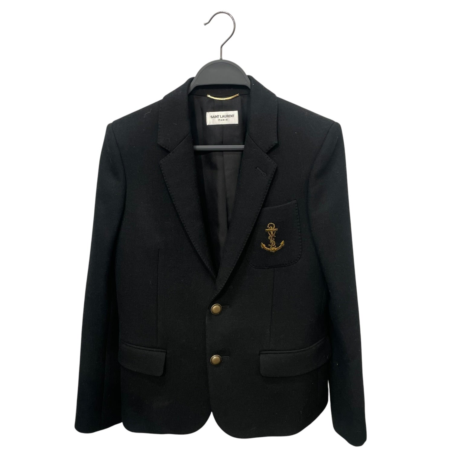 SAINT LAURENT/Tailored Jkt/Wool/BLK/Graphic/Anchor Embroidery view 1