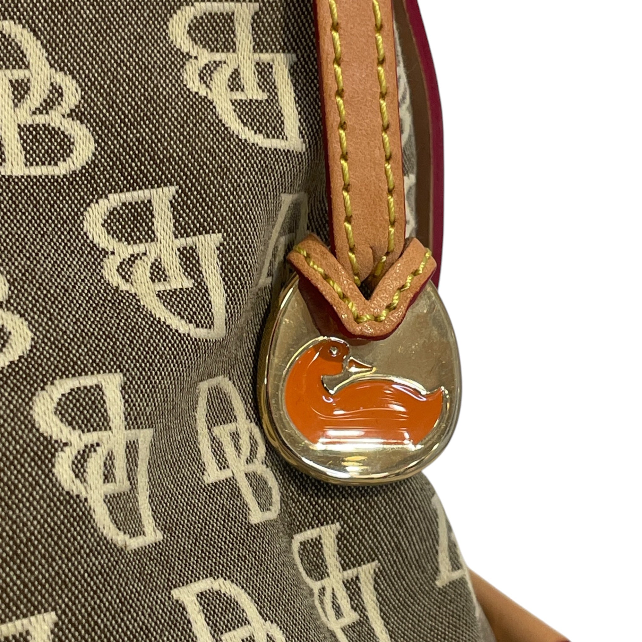 Dooney & Bourke/Hand Bag/Monogram/Cotton/KHK/LIGHT LEATHER TRIM, PATCH view 6
