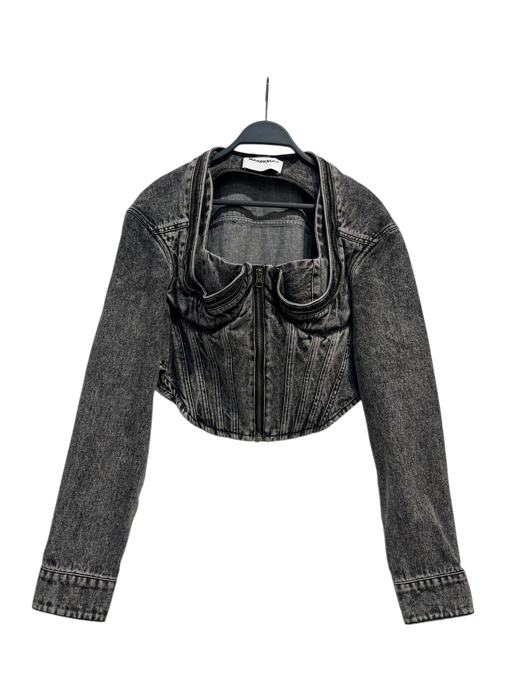 marrknull/Blouse/L/Cotton/GRY/zip up layered low cut view 1