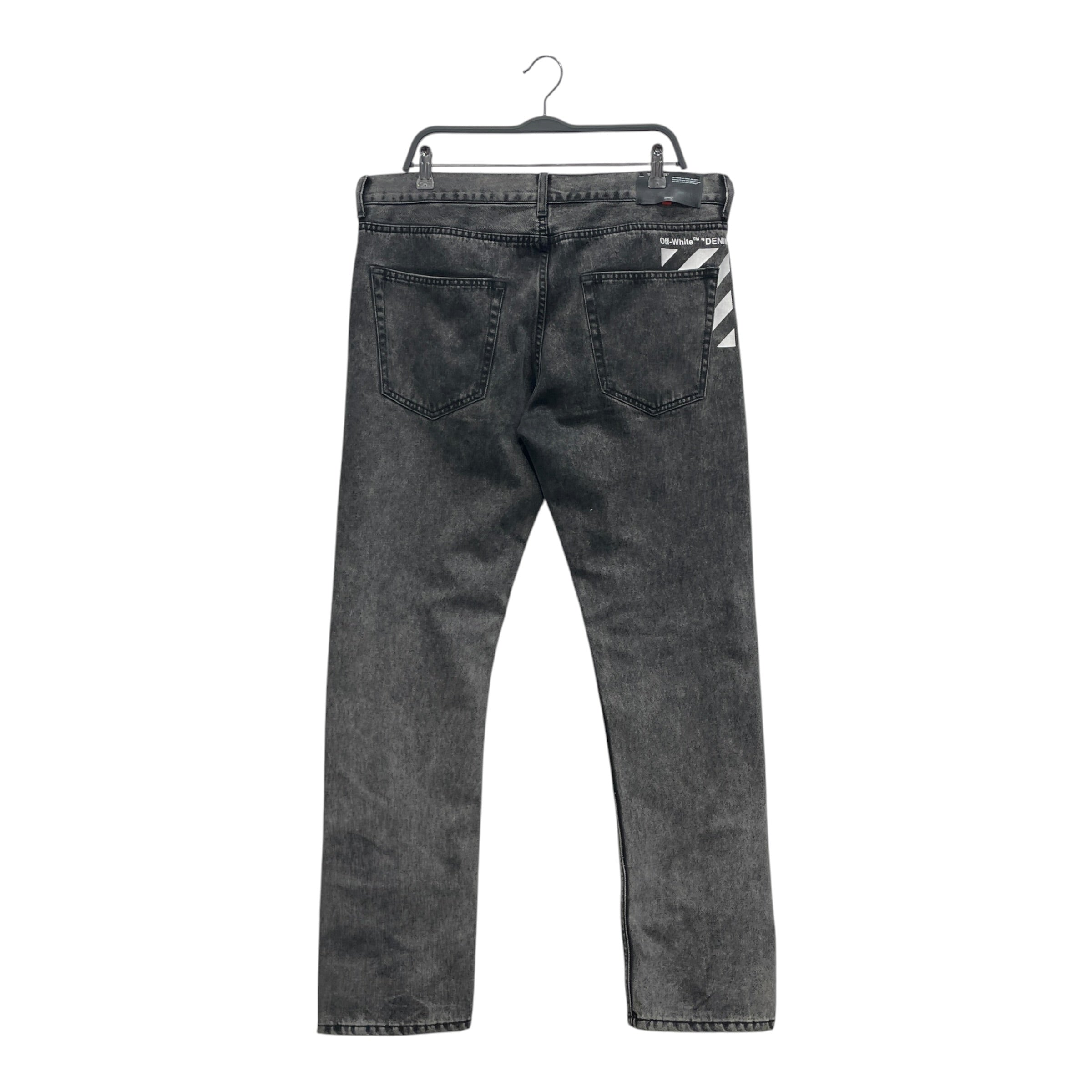 OFF-WHITE/Straight Pants/36/Cotton/GRY/BACK PKT STRIPE DENIM view 2