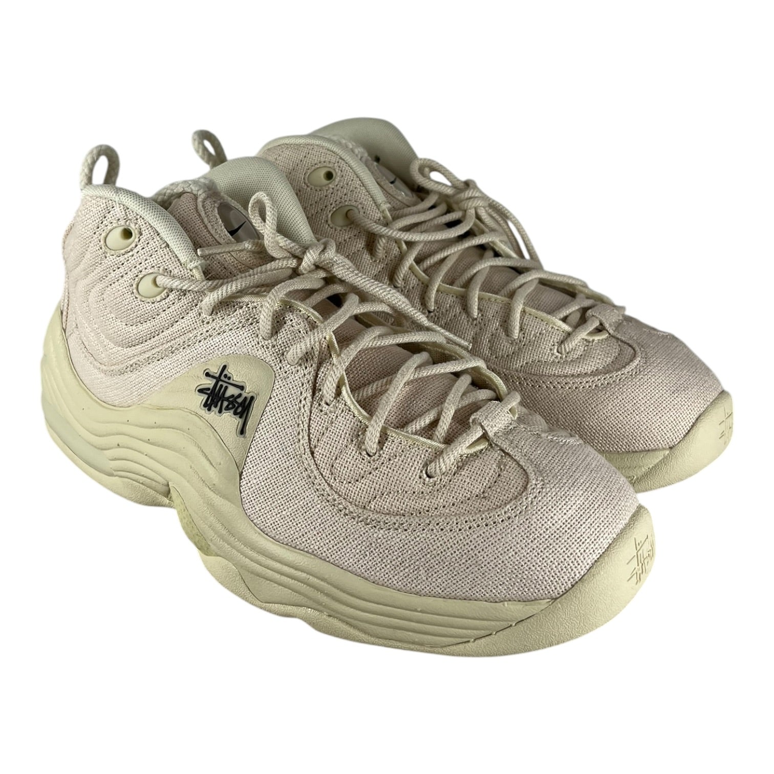 NIKE/STUSSY/AIR PENNY 2 SP/Hi-Sneakers/US 9.5/Cotton/CRM/DQ5674-200 view 1