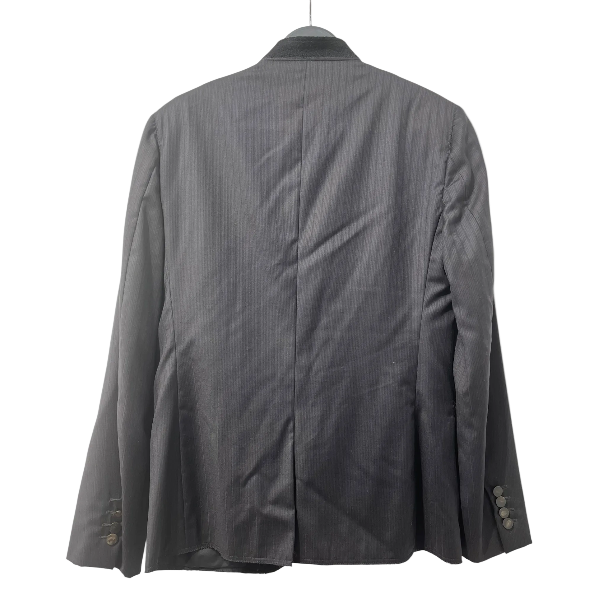 LANVIN/Tailored Jkt/48/Wool/NVY/Stripe/blk felted neck collar/M01VG88 view 2