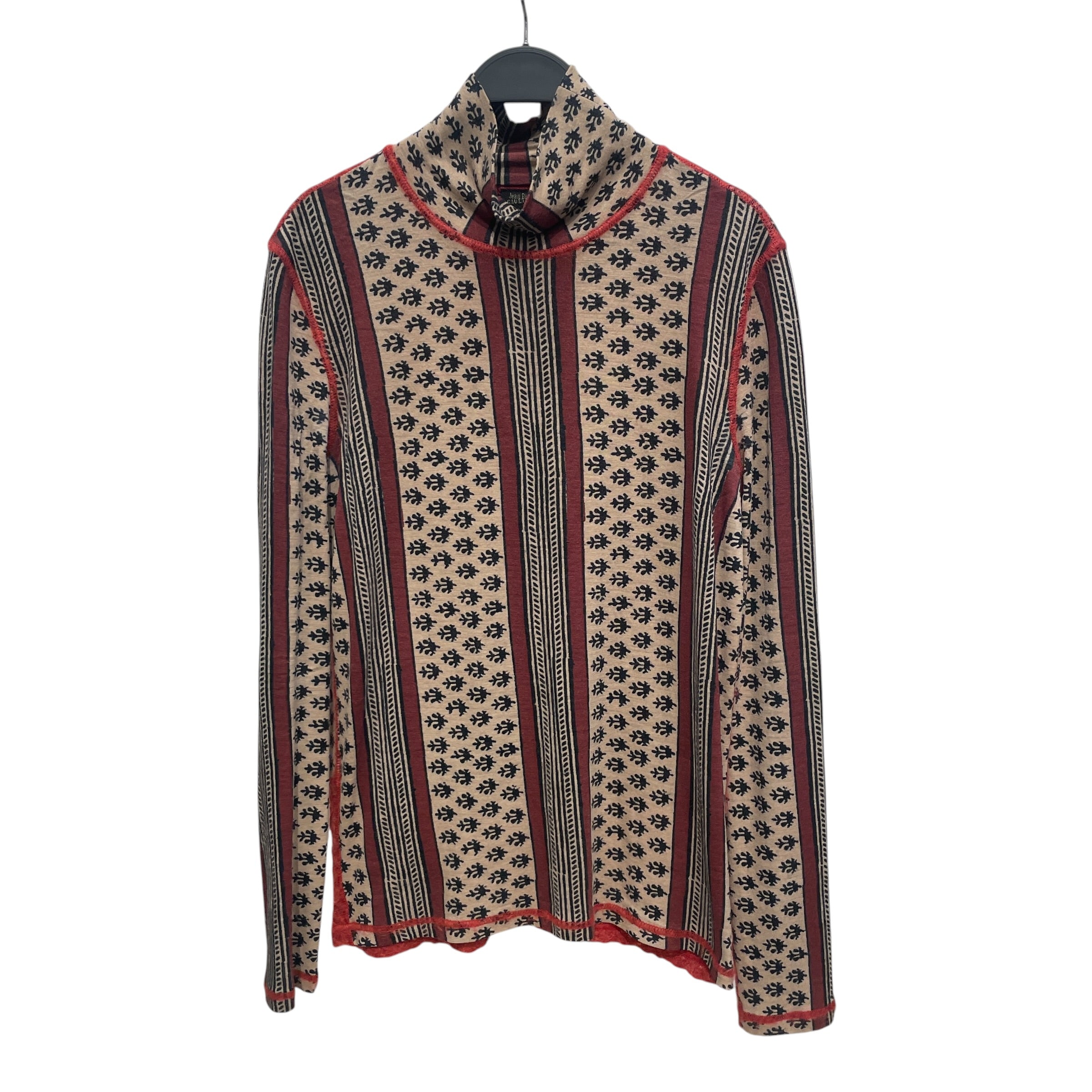 Jean Paul GAULTIER HOMME/Sweater/48/All Over Print/Wool/BEG/TURTLENECK SWEATER KNIT BOTTOM view 1
