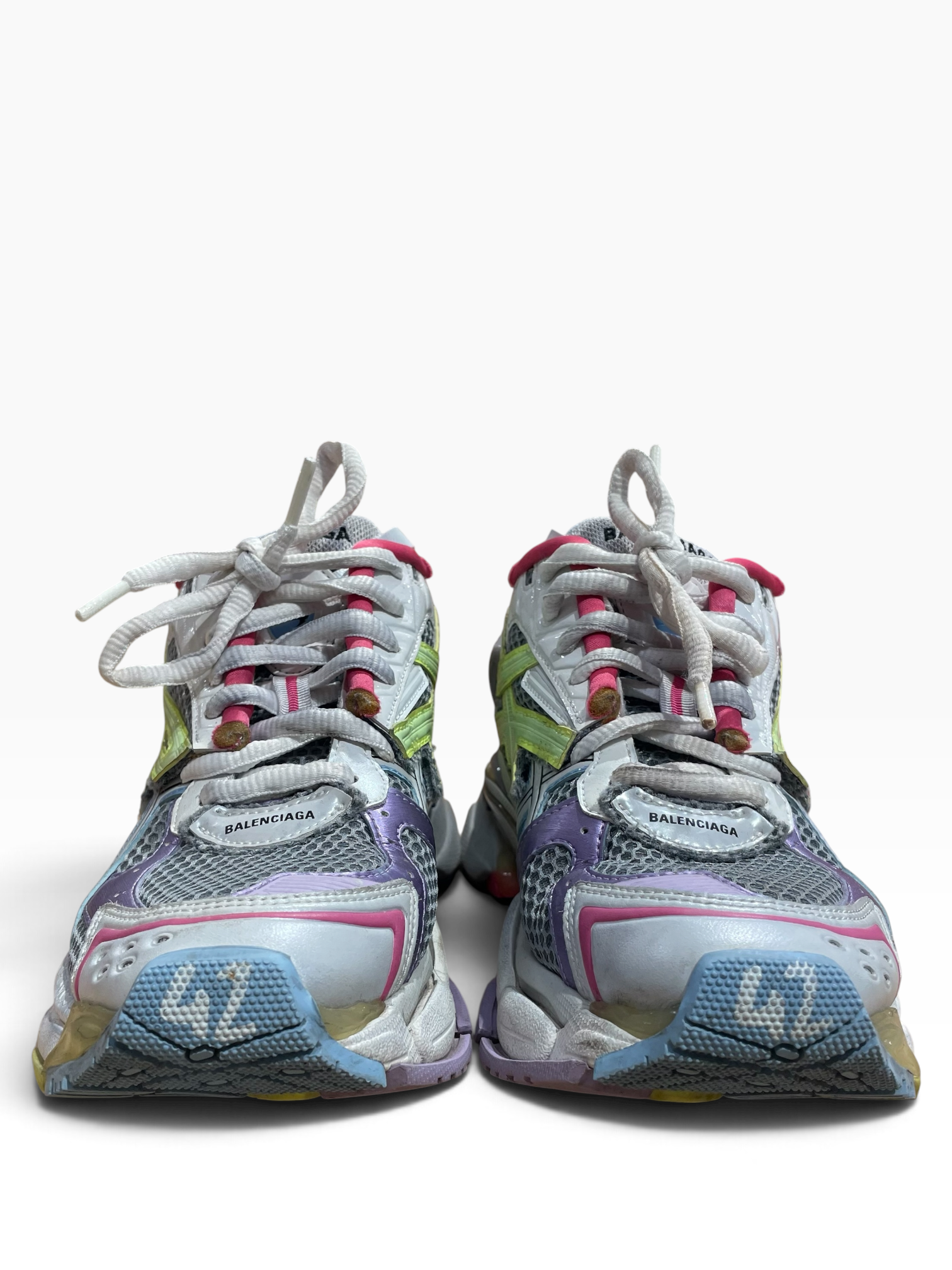 BALENCIAGA/Low-Sneakers/EU 42/Leather/WHT/rainbow runners view 5